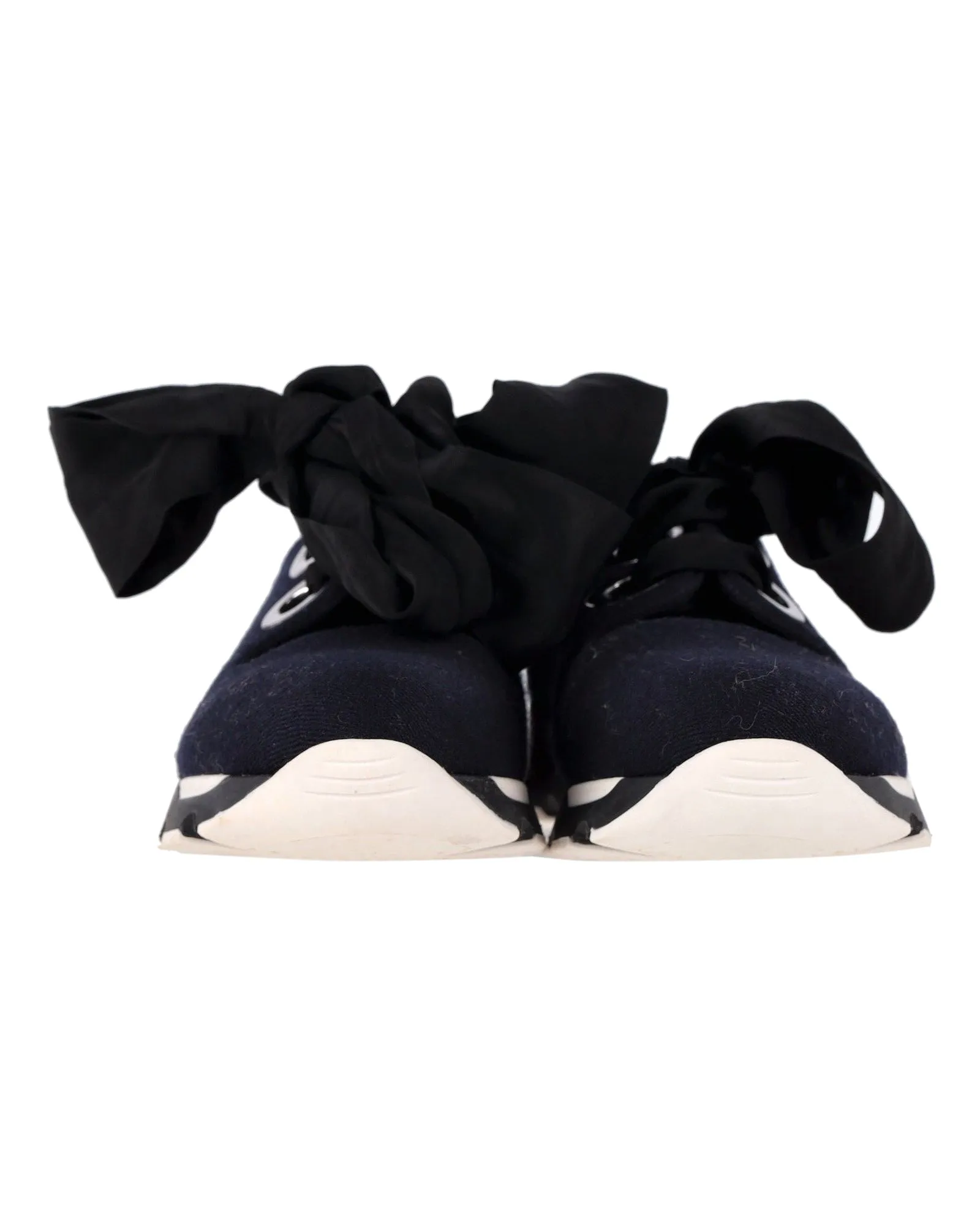 Marni Bow Sneakers in Navy Blue Canvas
