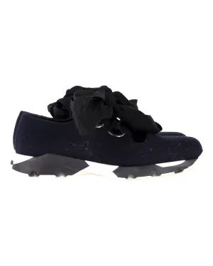 Marni Bow Sneakers in Navy Blue Canvas
