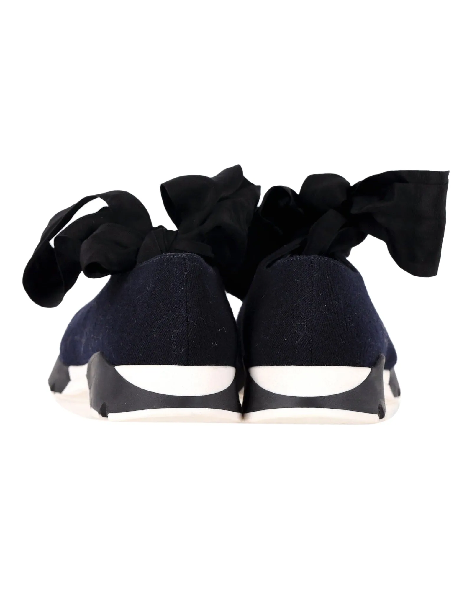 Marni Bow Sneakers in Navy Blue Canvas