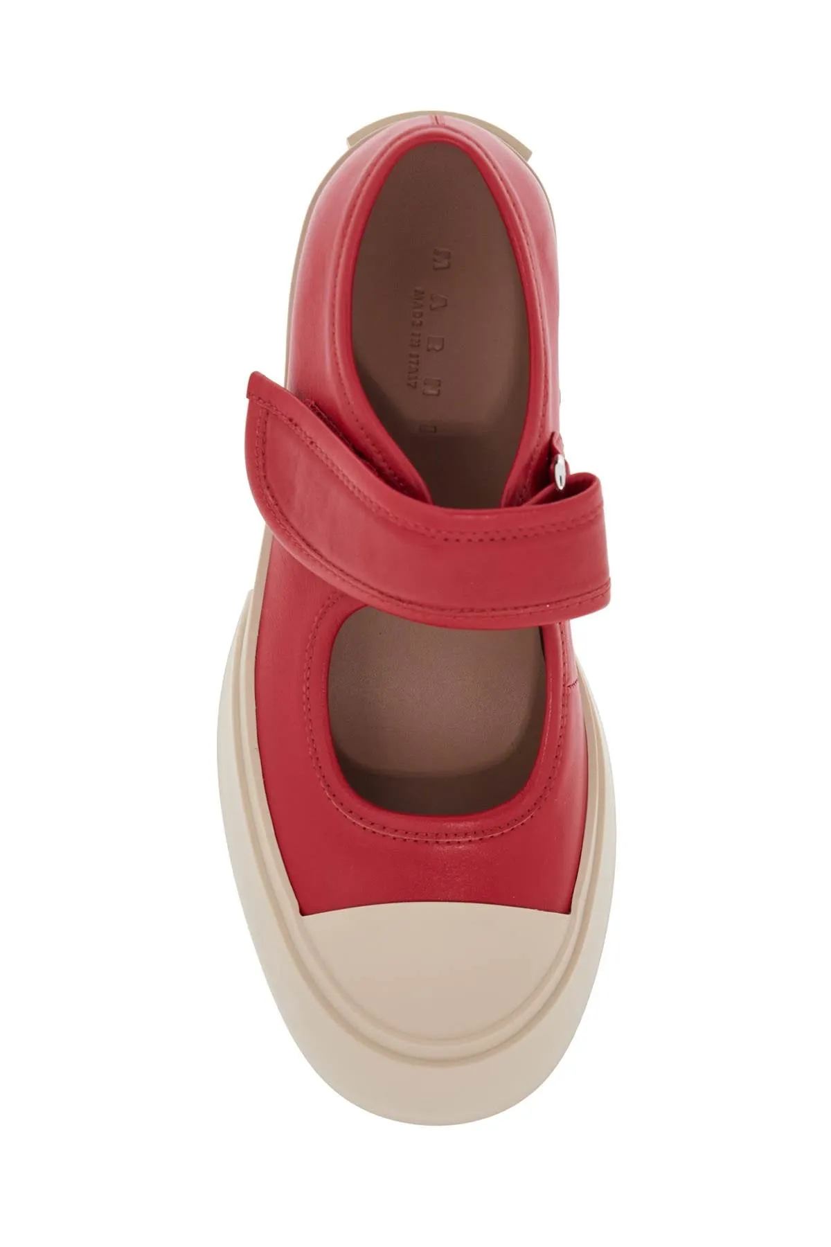 Marni Women's Intense Crimson Calfskin Sneakers With Velcro Closure