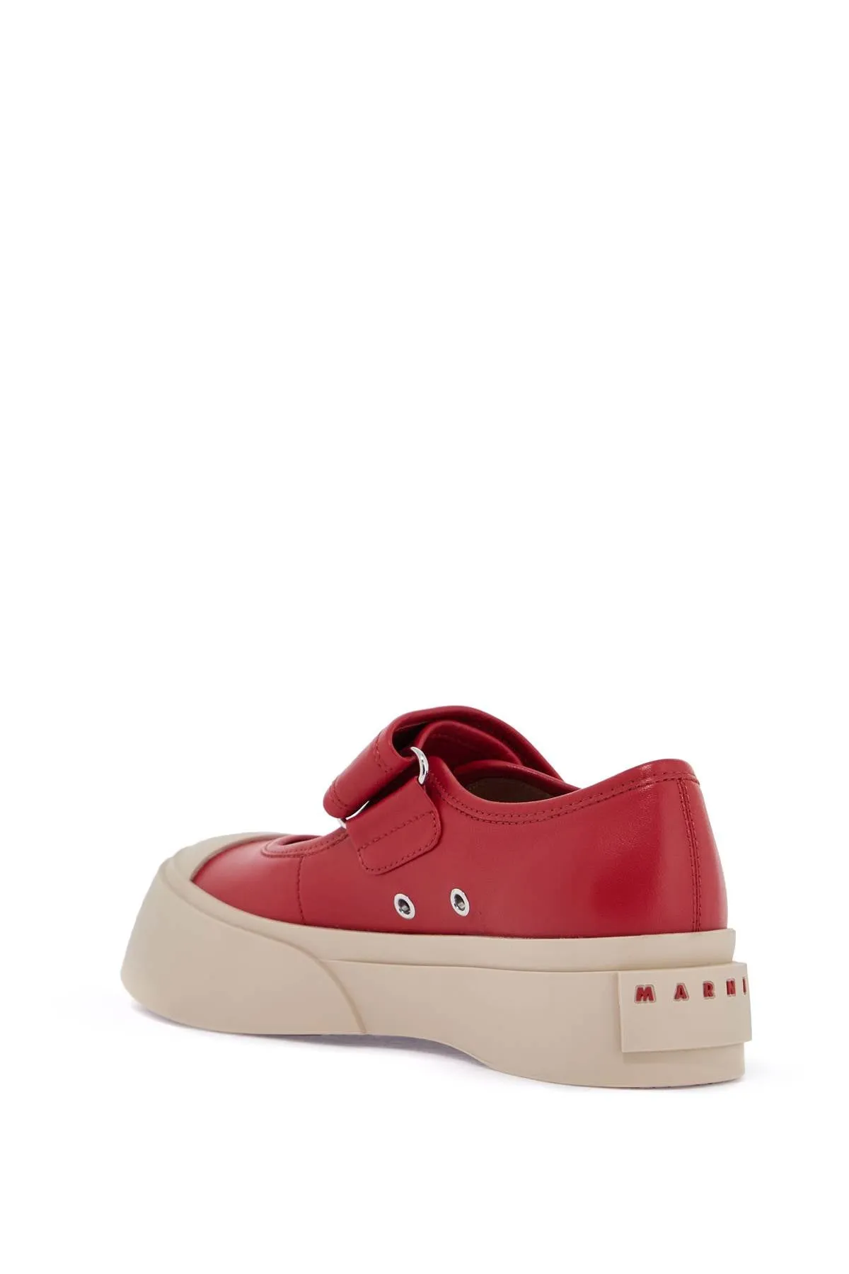 Marni Women's Intense Crimson Calfskin Sneakers With Velcro Closure