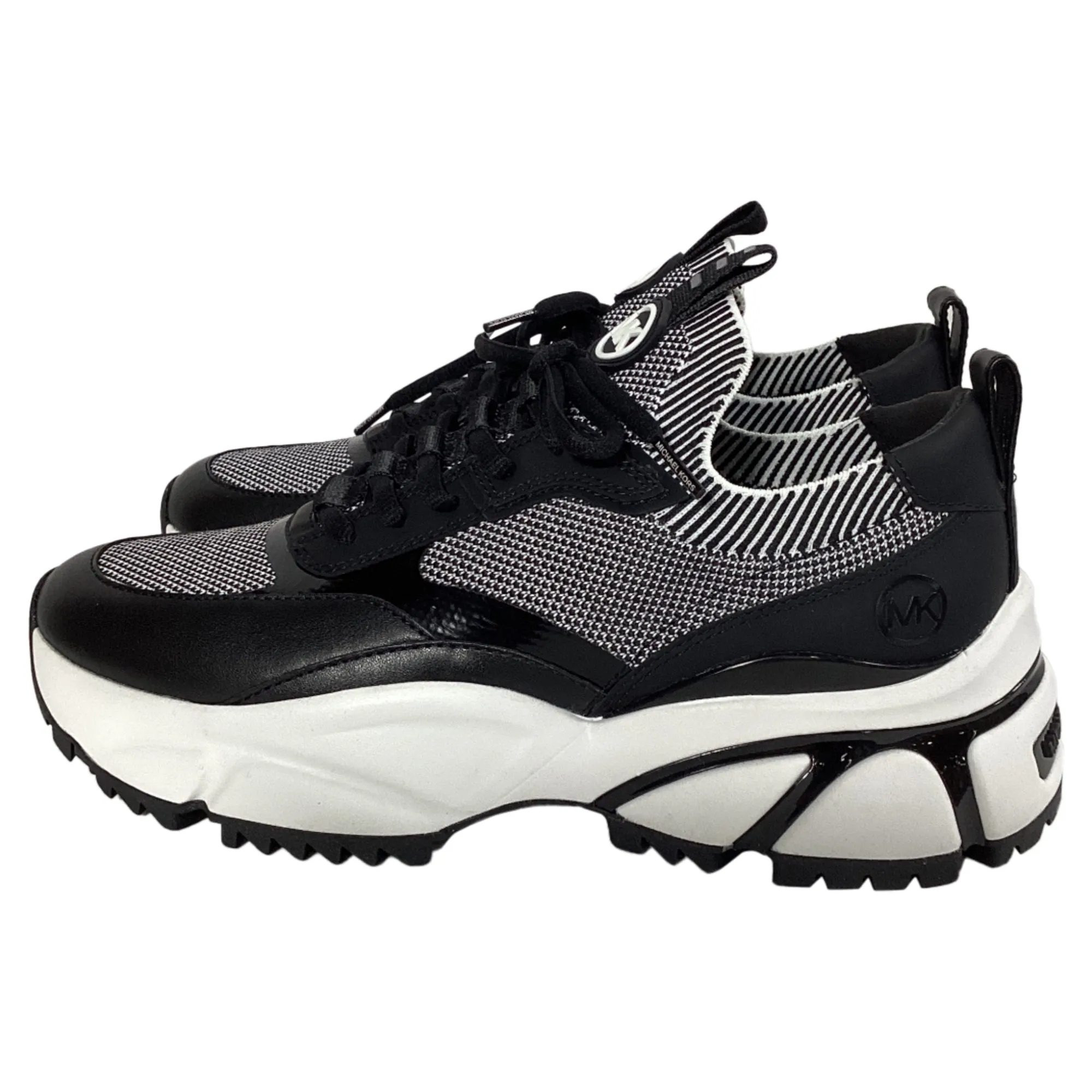 Michael Kors Darius Two-Tone Stretch Knit Trainer in Black and White Synthetic