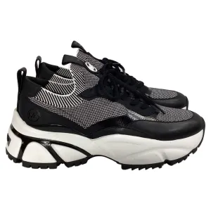 Michael Kors Darius Two-Tone Stretch Knit Trainer in Black and White Synthetic