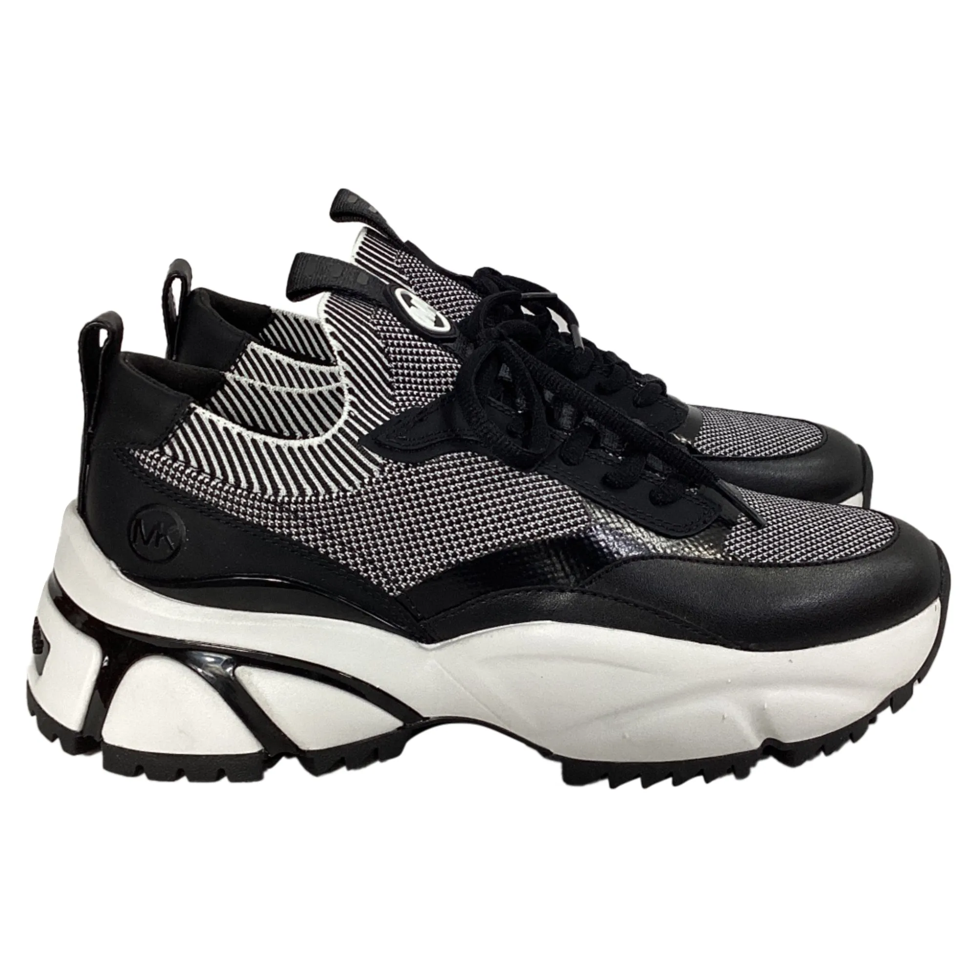Michael Kors Darius Two-Tone Stretch Knit Trainer in Black and White Synthetic