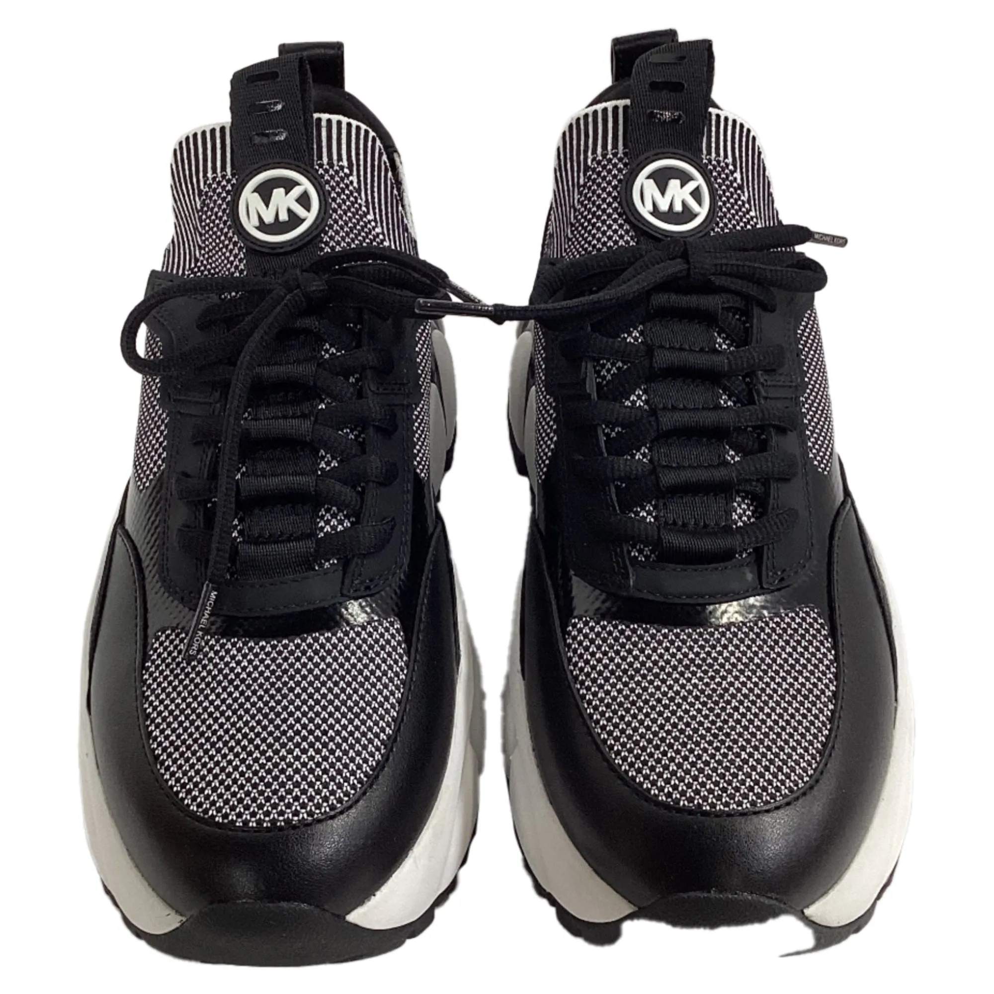 Michael Kors Darius Two-Tone Stretch Knit Trainer in Black and White Synthetic