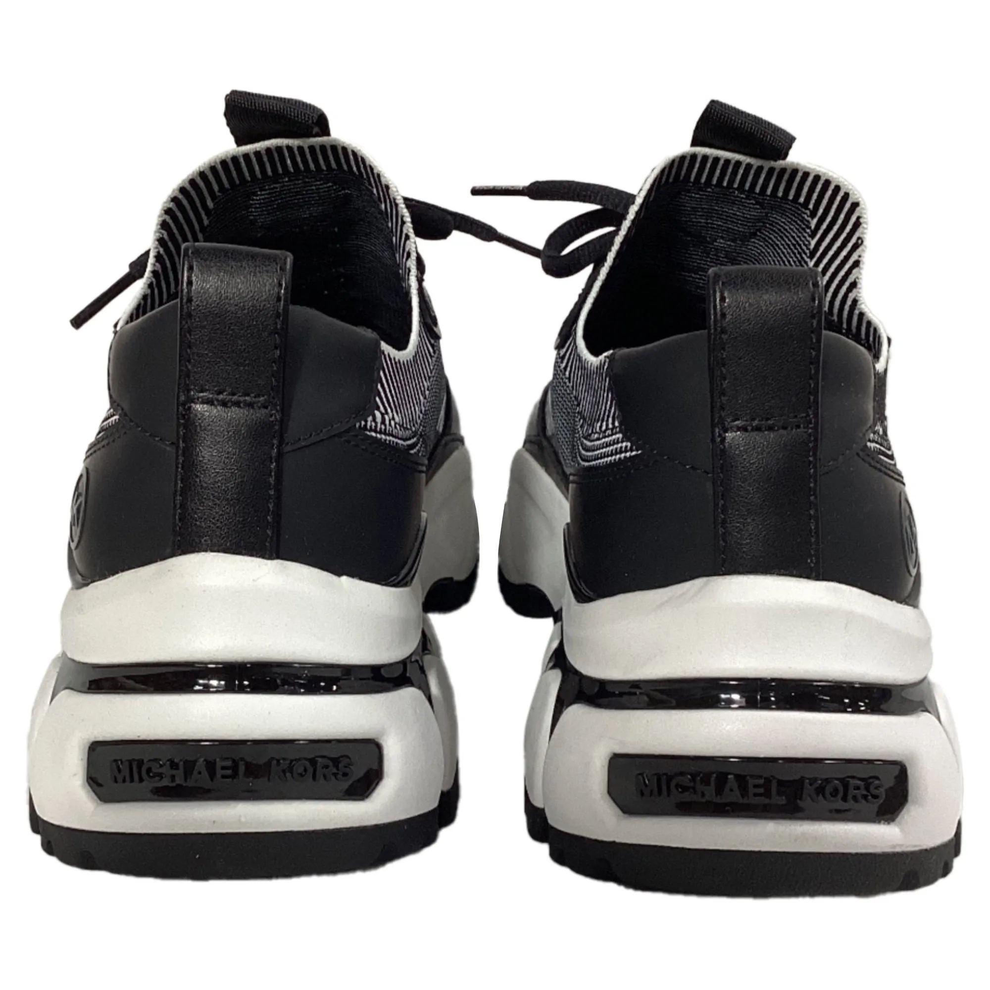 Michael Kors Darius Two-Tone Stretch Knit Trainer in Black and White Synthetic