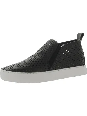 Mid Rise Womens Leather Perforated Slip-On Sneakers