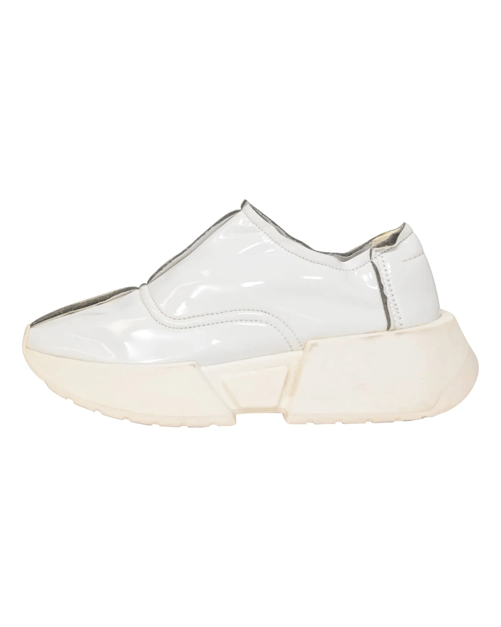 MM6 Maison Margiela Chunky Slip-On Sneakers in White Coated Jersey