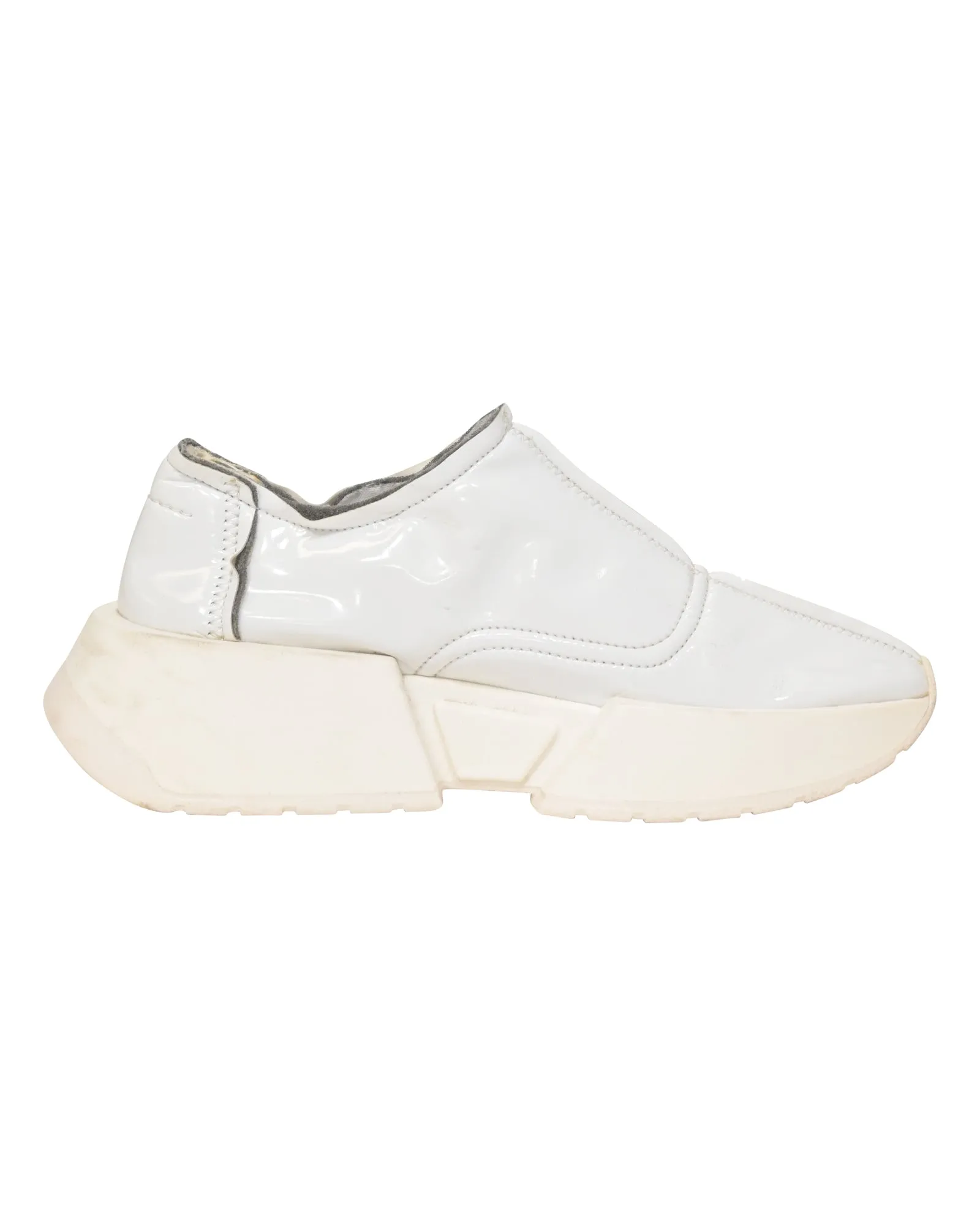 MM6 Maison Margiela Chunky Slip-On Sneakers in White Coated Jersey