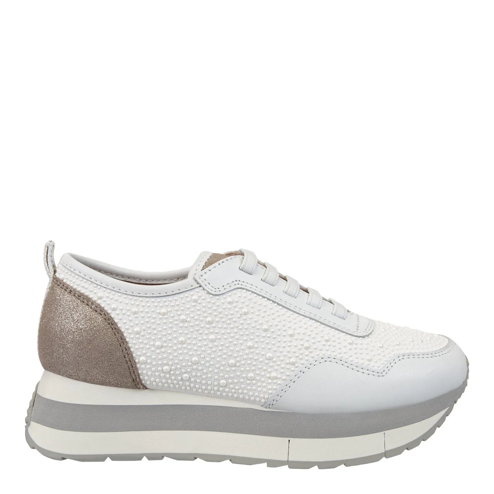 Naked Feet: KINETIC in WHITE PEARL Platform Sneakers