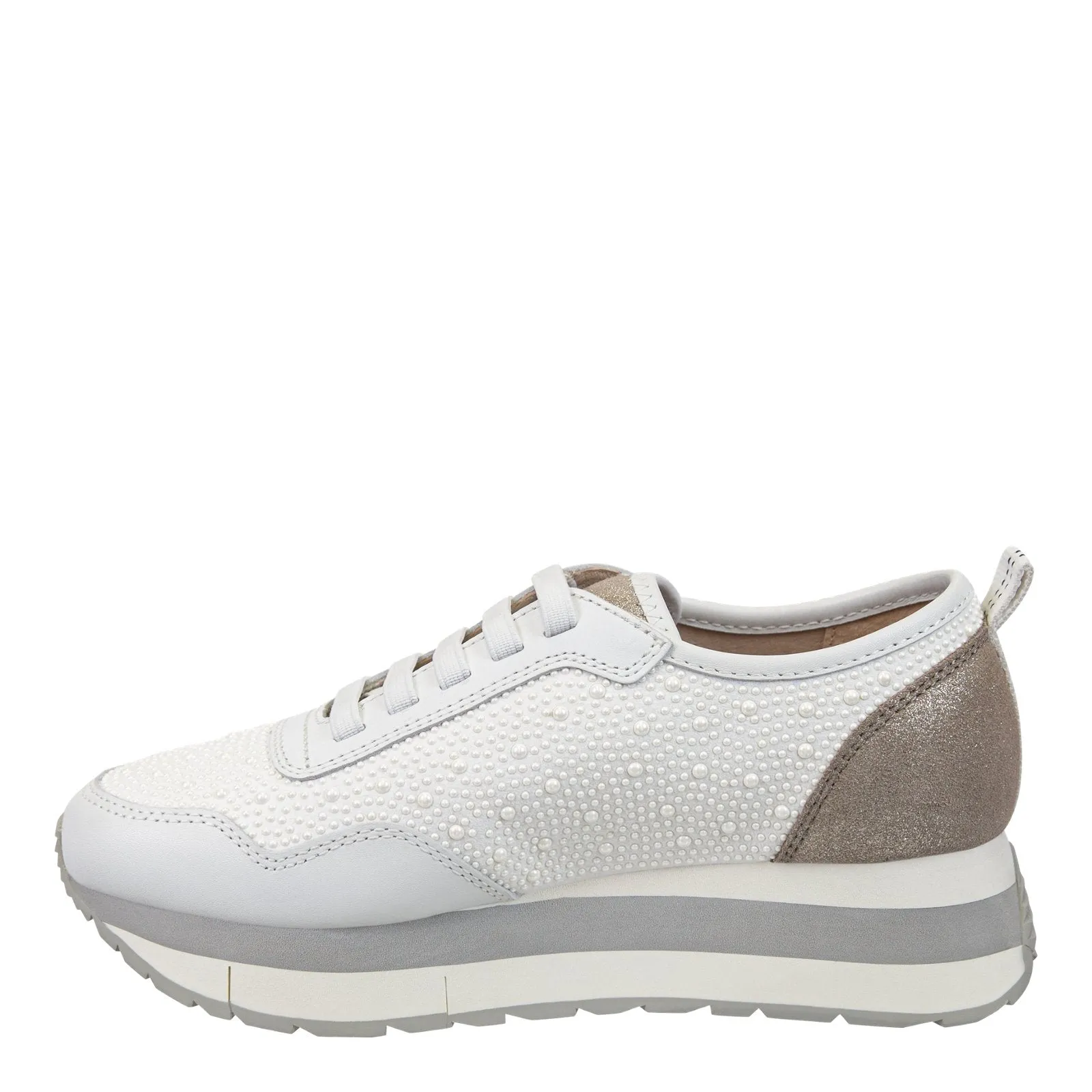 Naked Feet: KINETIC in WHITE PEARL Platform Sneakers