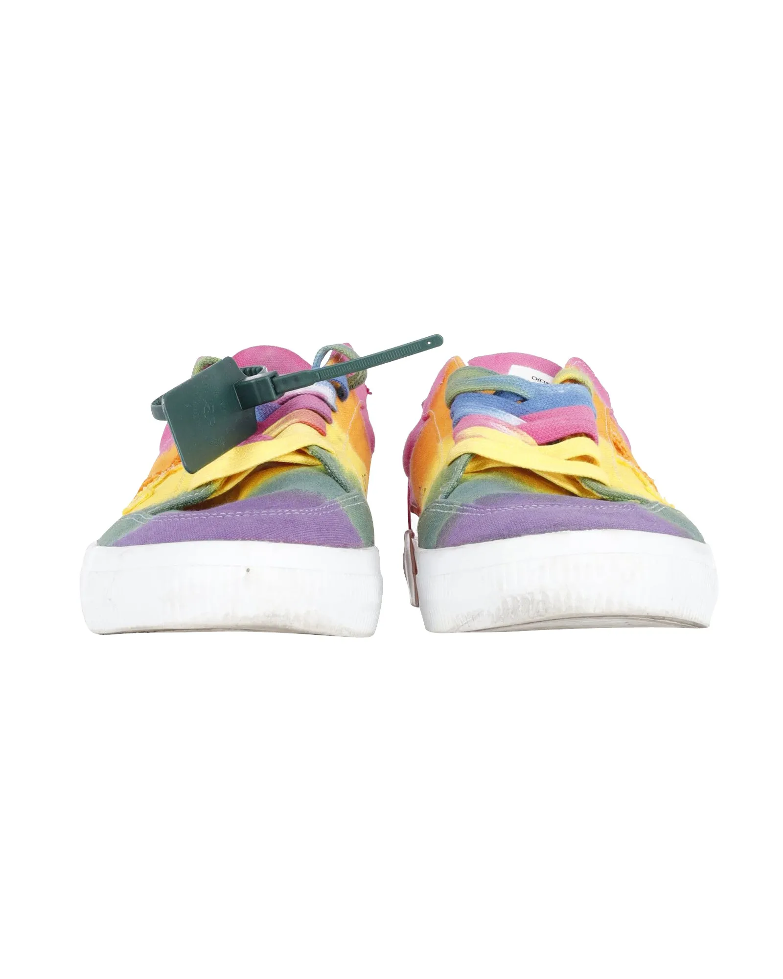 Off White Low Vulcanized Rainbow Sneakers in Multicolor Canvas