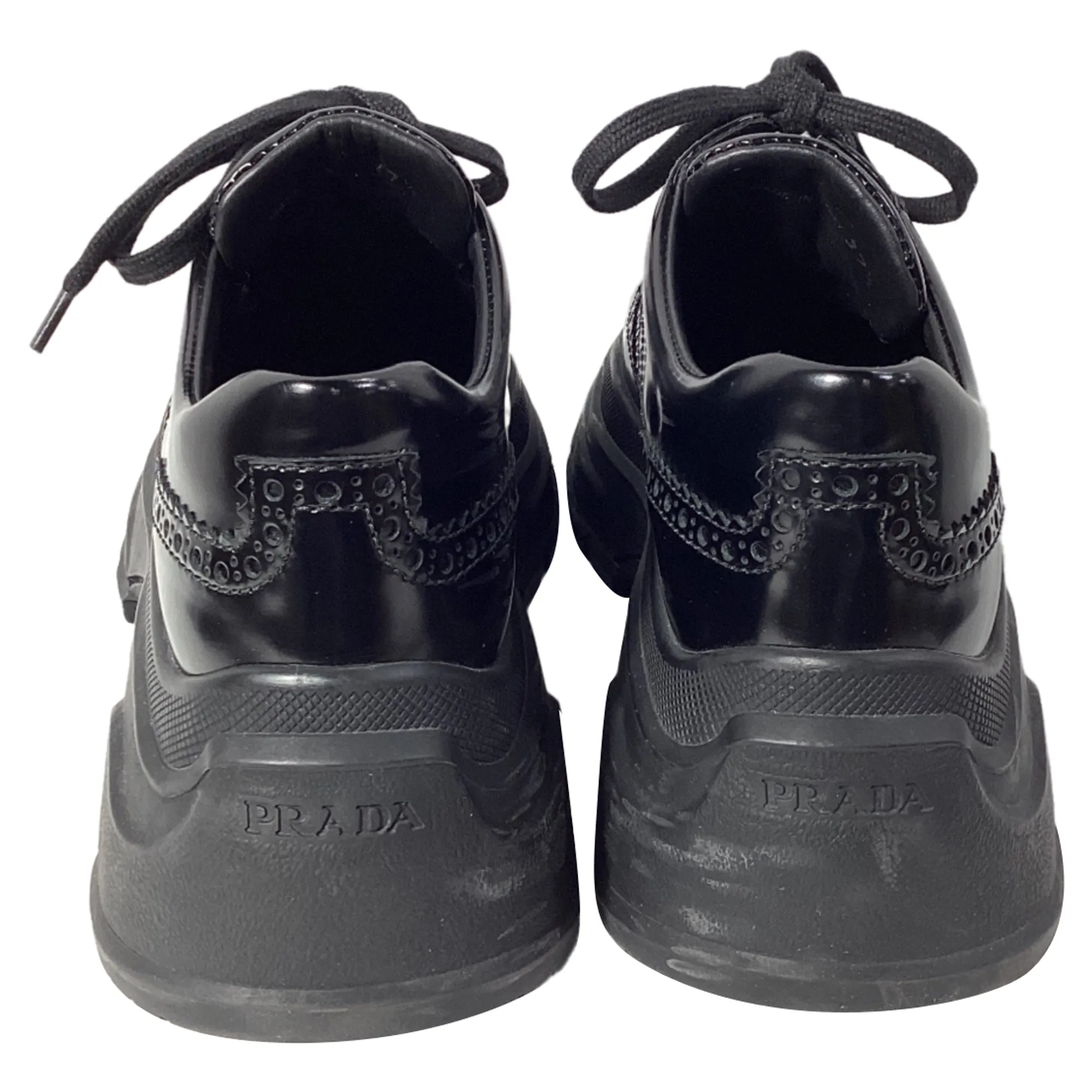 Prada Oxford Style Sneakers in Black Leather