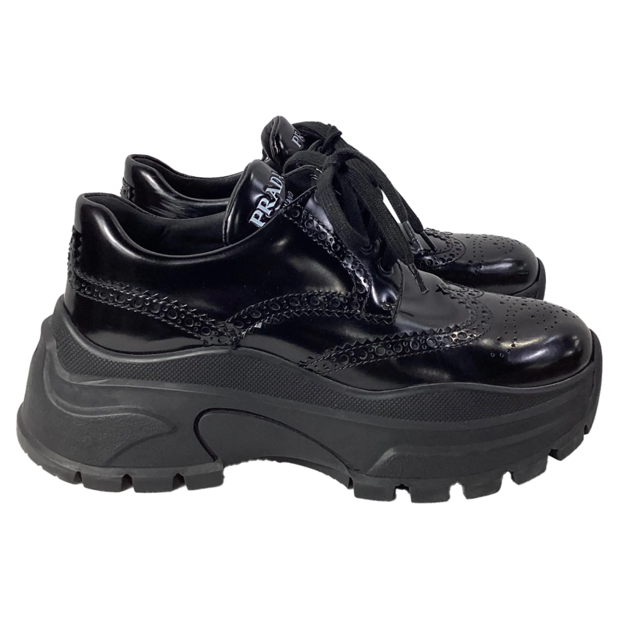 Prada Oxford Style Sneakers in Black Leather