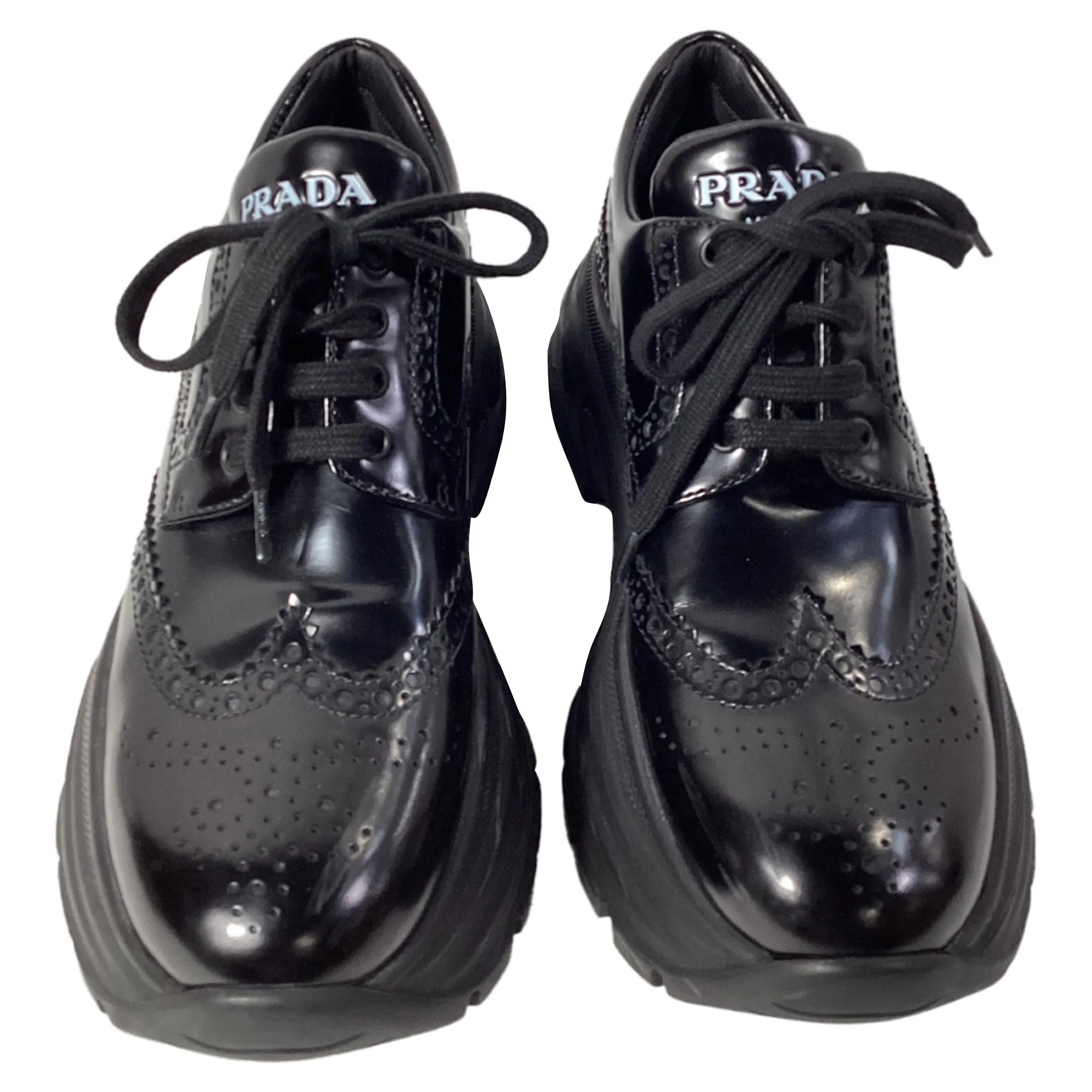 Prada Oxford Style Sneakers in Black Leather