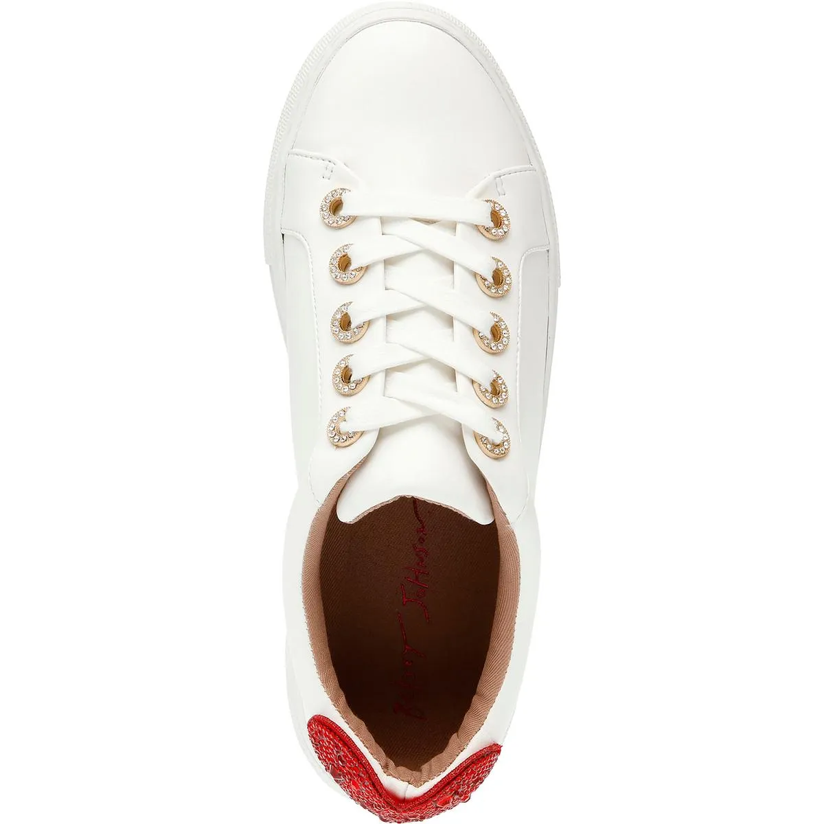 Presely Womens Rhinestone Heart Casual and Fashion Sneakers