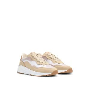 Running-inspired trainers with suede and mesh