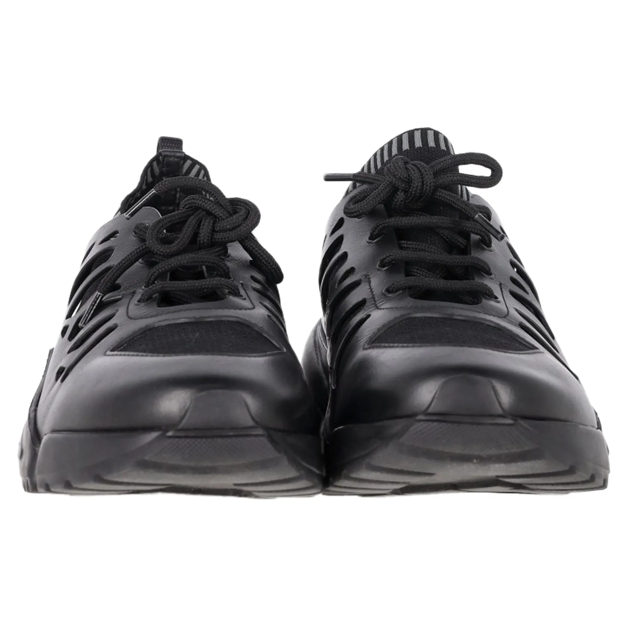 Salvatore Ferragamo Raintop Low-Top Sneakers in Black Mixed-Media