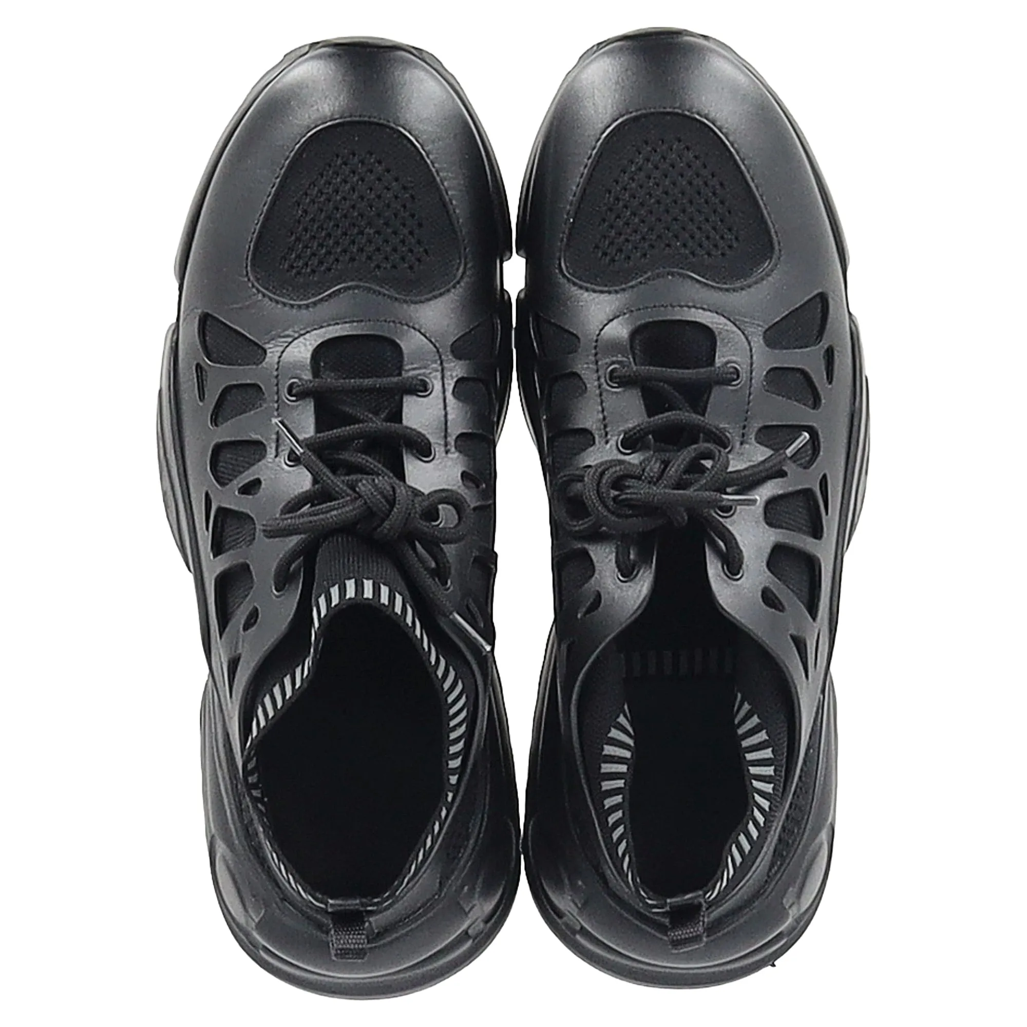 Salvatore Ferragamo Raintop Low-Top Sneakers in Black Mixed-Media