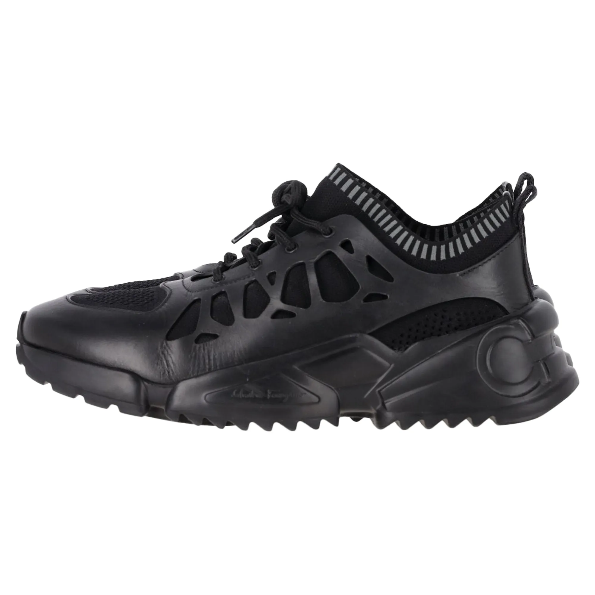 Salvatore Ferragamo Raintop Low-Top Sneakers in Black Mixed-Media