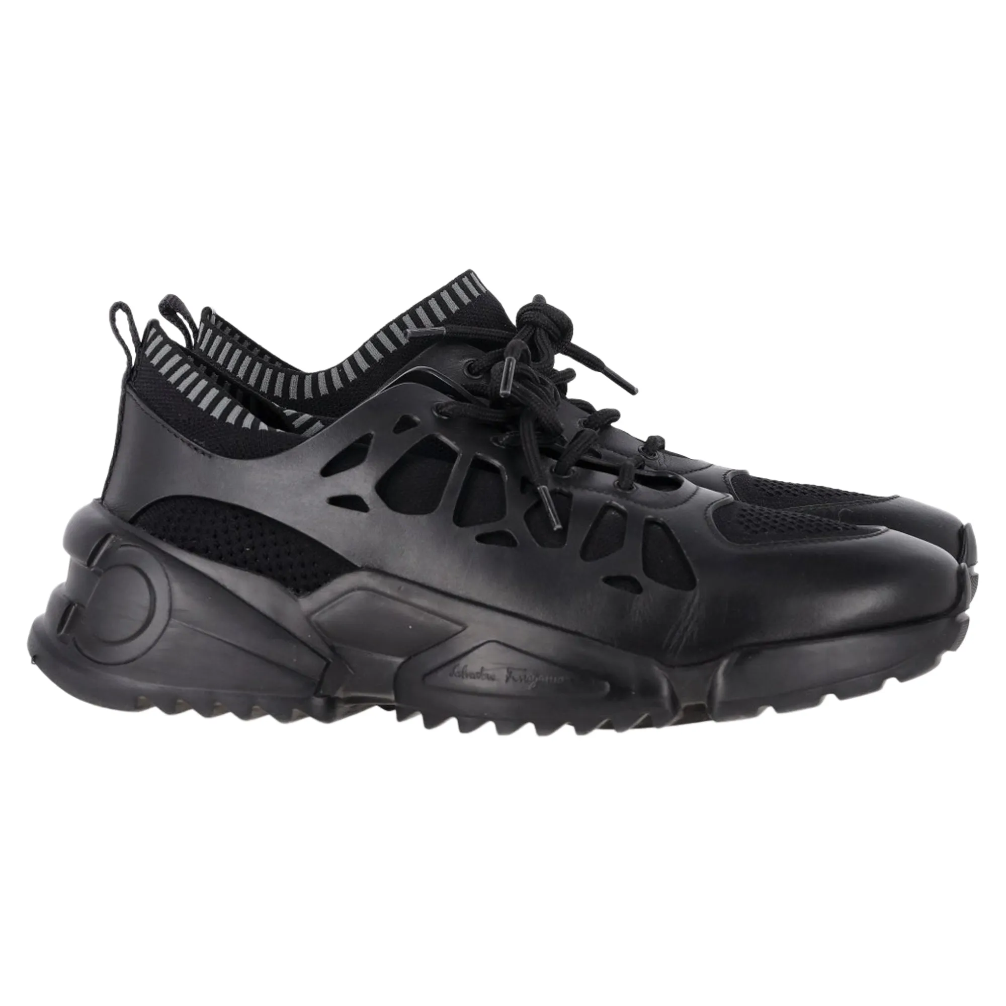 Salvatore Ferragamo Raintop Low-Top Sneakers in Black Mixed-Media