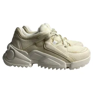 Salvatore Ferragamo Skylar Sneakers in Cream Mesh and Suede