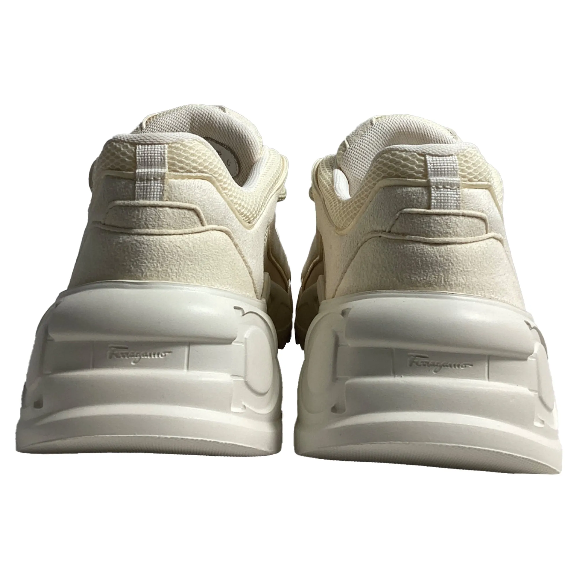 Salvatore Ferragamo Skylar Sneakers in Cream Mesh and Suede