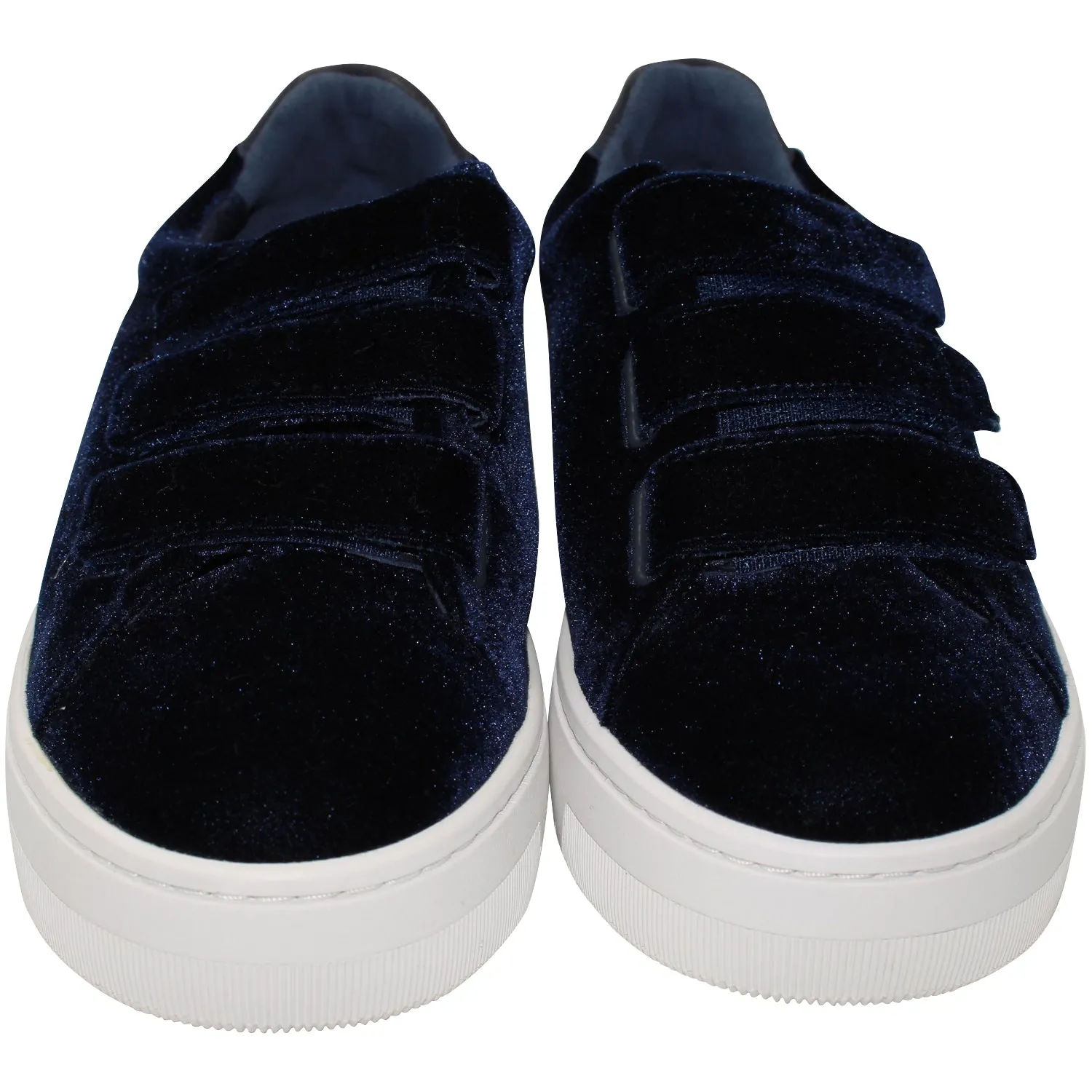 Sandro Paris Velcro Low Top Sneakers in Navy Blue Velvet