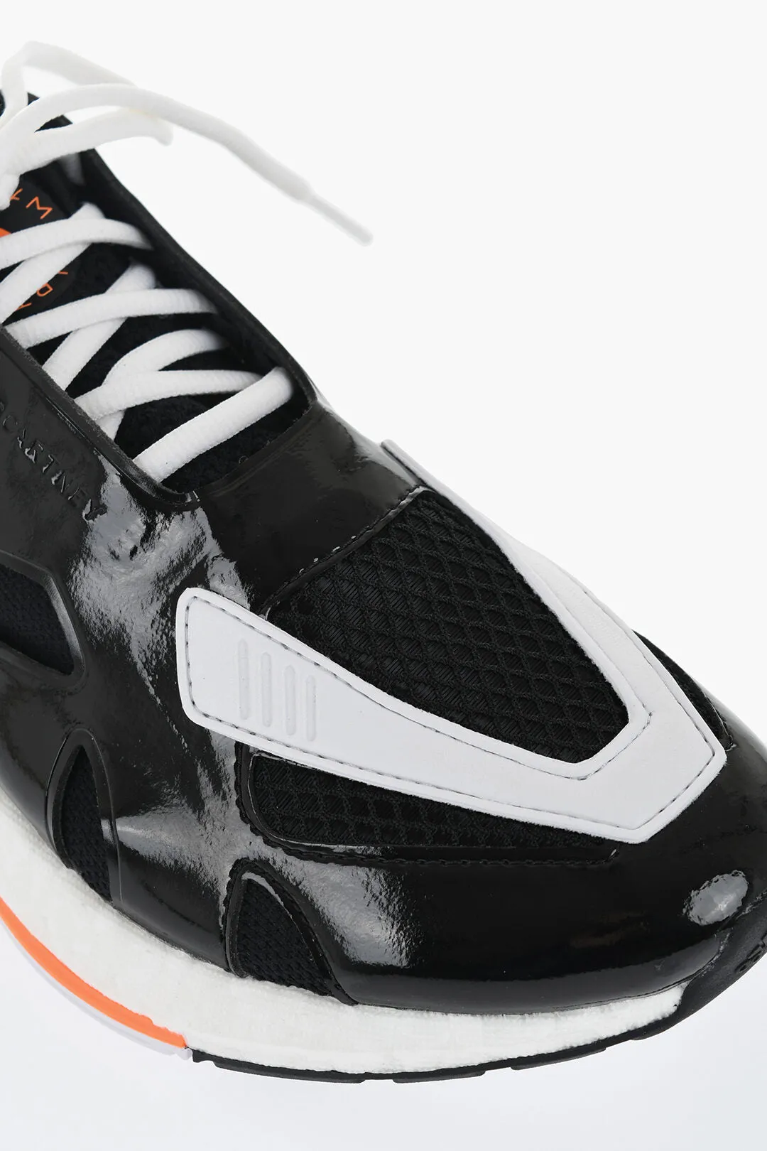 Stella Mccartney Adidas Two-Tone Mesh And Faux Patent Leather Low-Top Sneaker