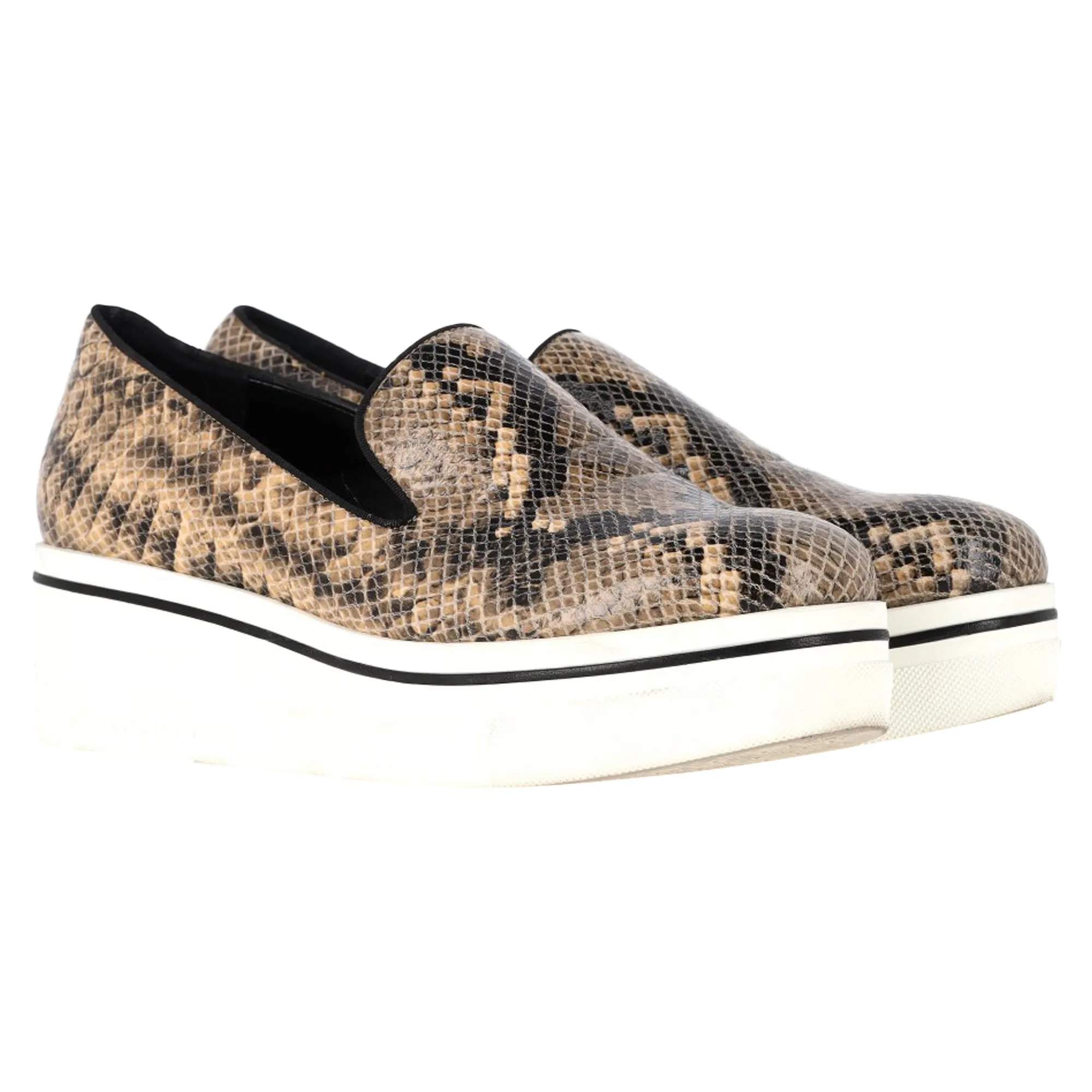 Stella McCartney Faux Python Platform Slip On Sneakers in Animal Print Leather