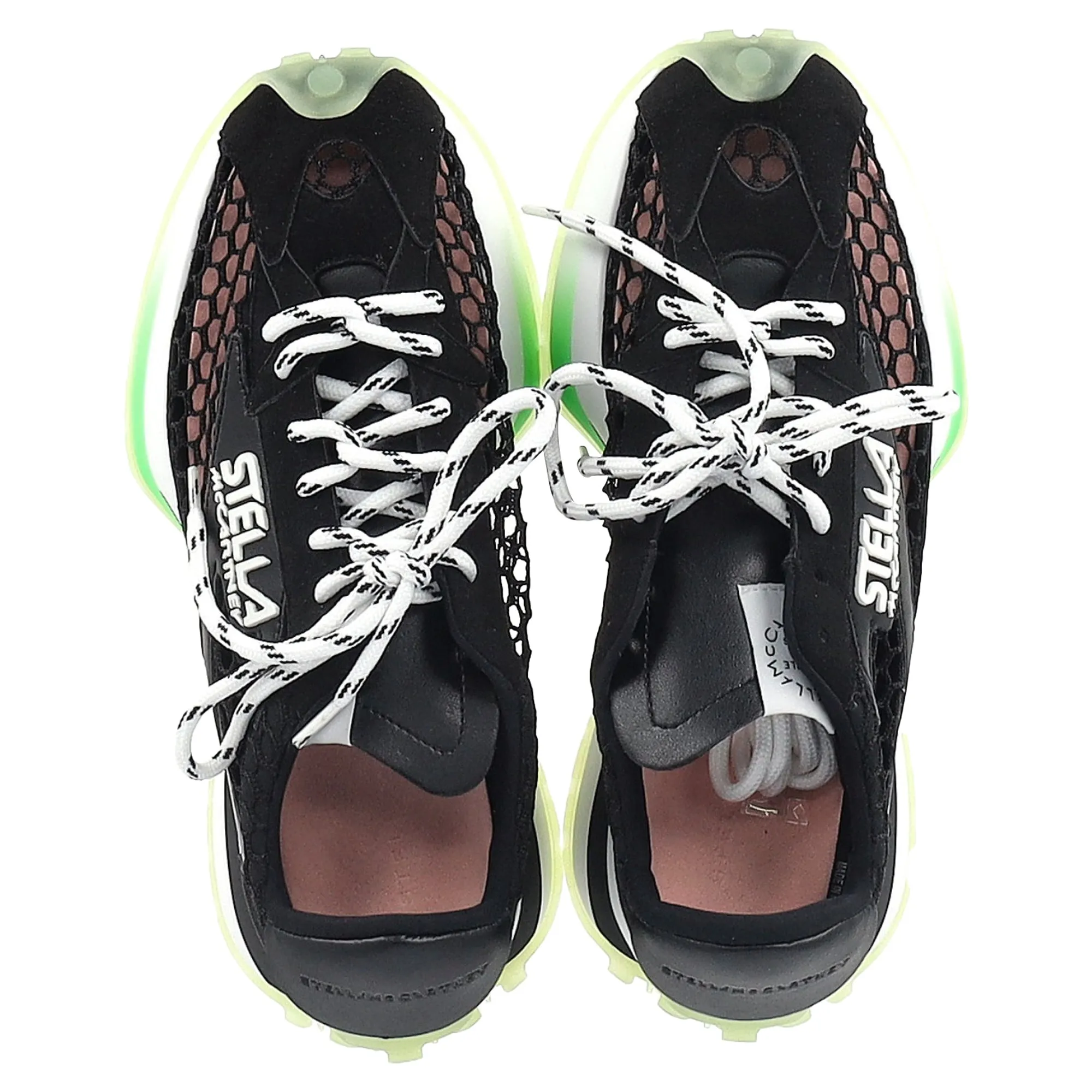 Stella McCartney Logo-Patch Mesh-knit Low-Top Trainers In Black Vegan Leather
