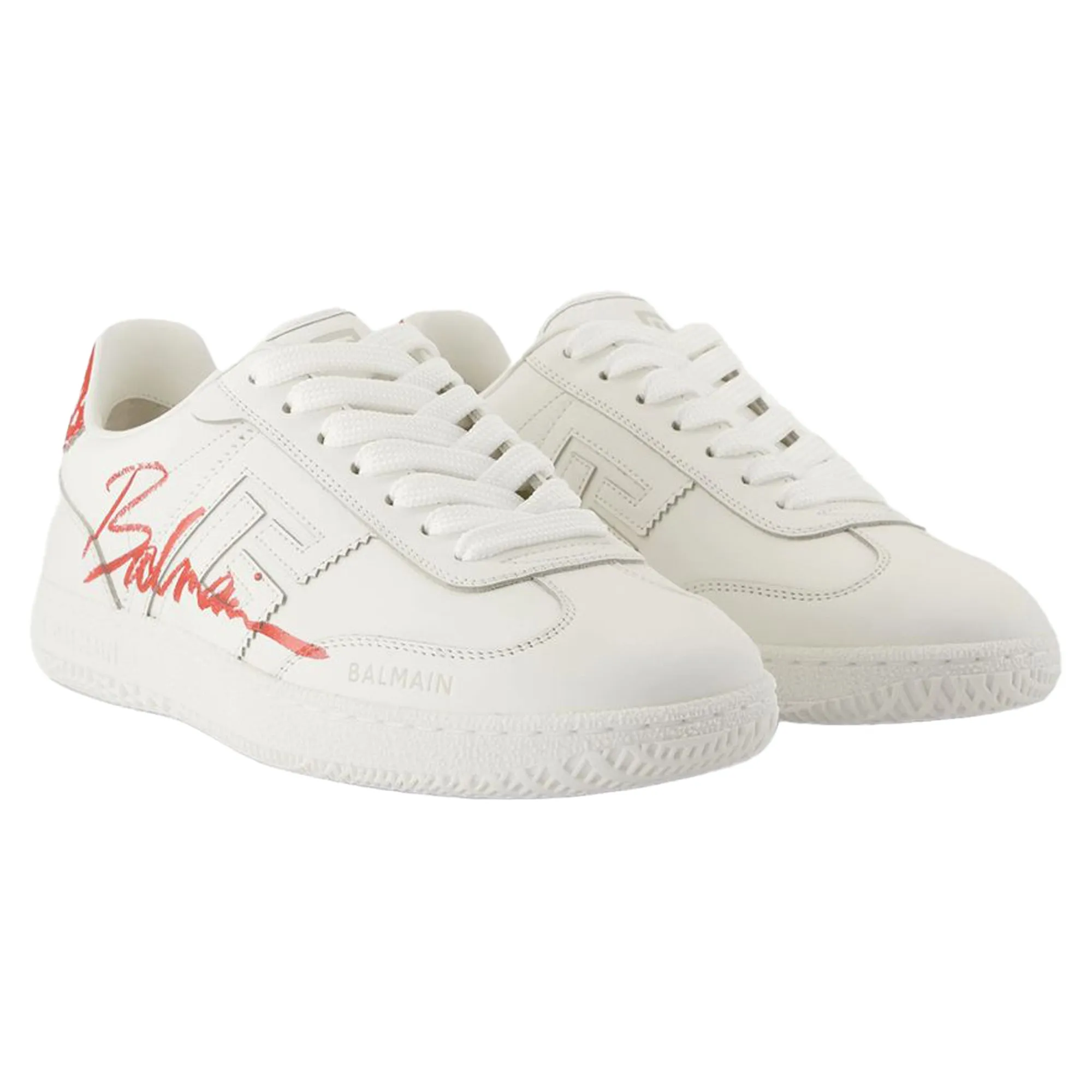 Swan Sneakers - Balmain - Leather - Red/White