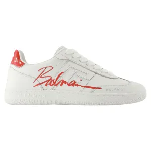 Swan Sneakers - Balmain - Leather - Red/White
