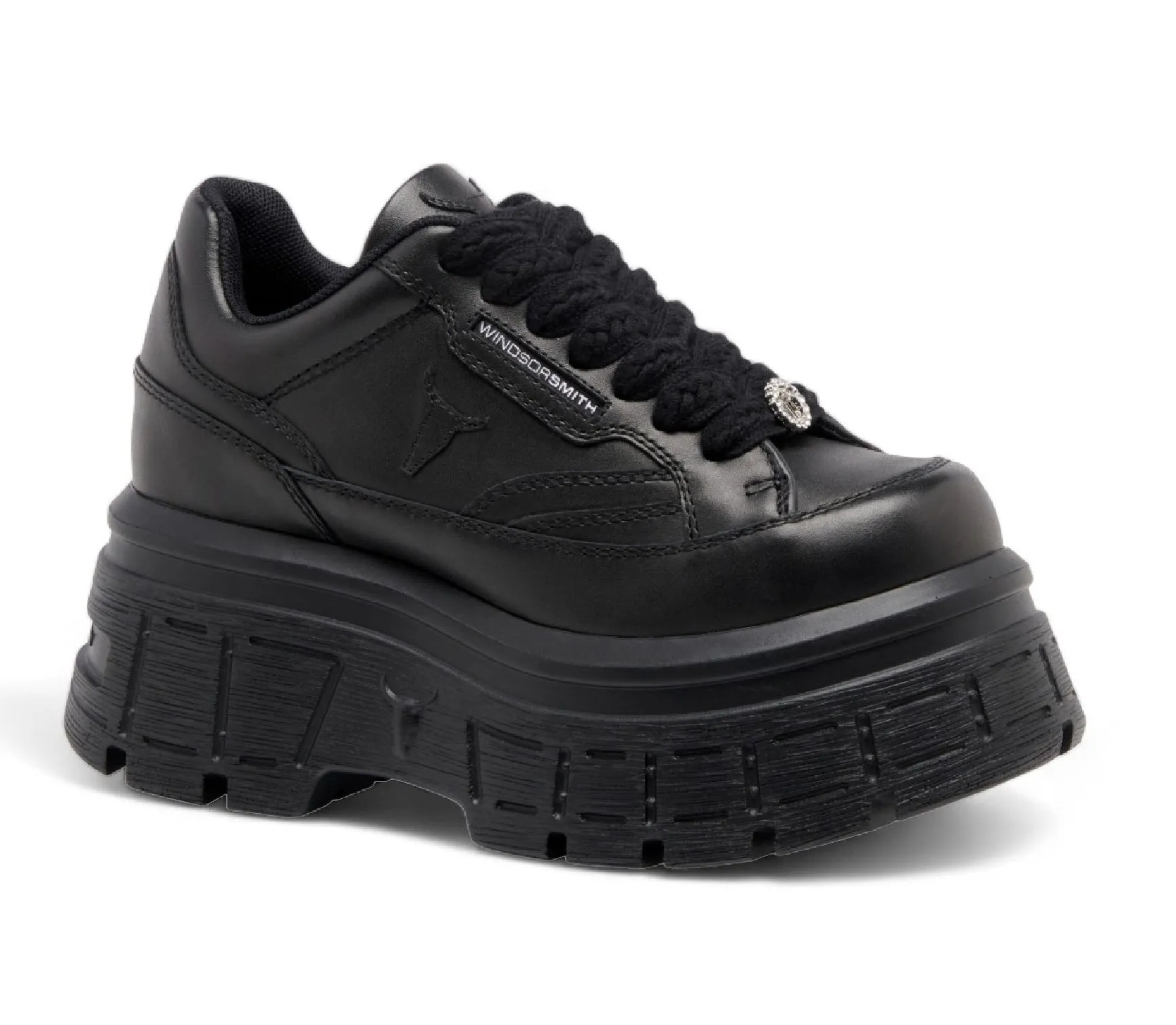 Swerve - Women's Chunky Lace Up Leather Sneakers