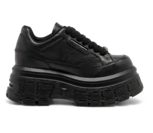 Swerve - Women's Chunky Lace Up Leather Sneakers
