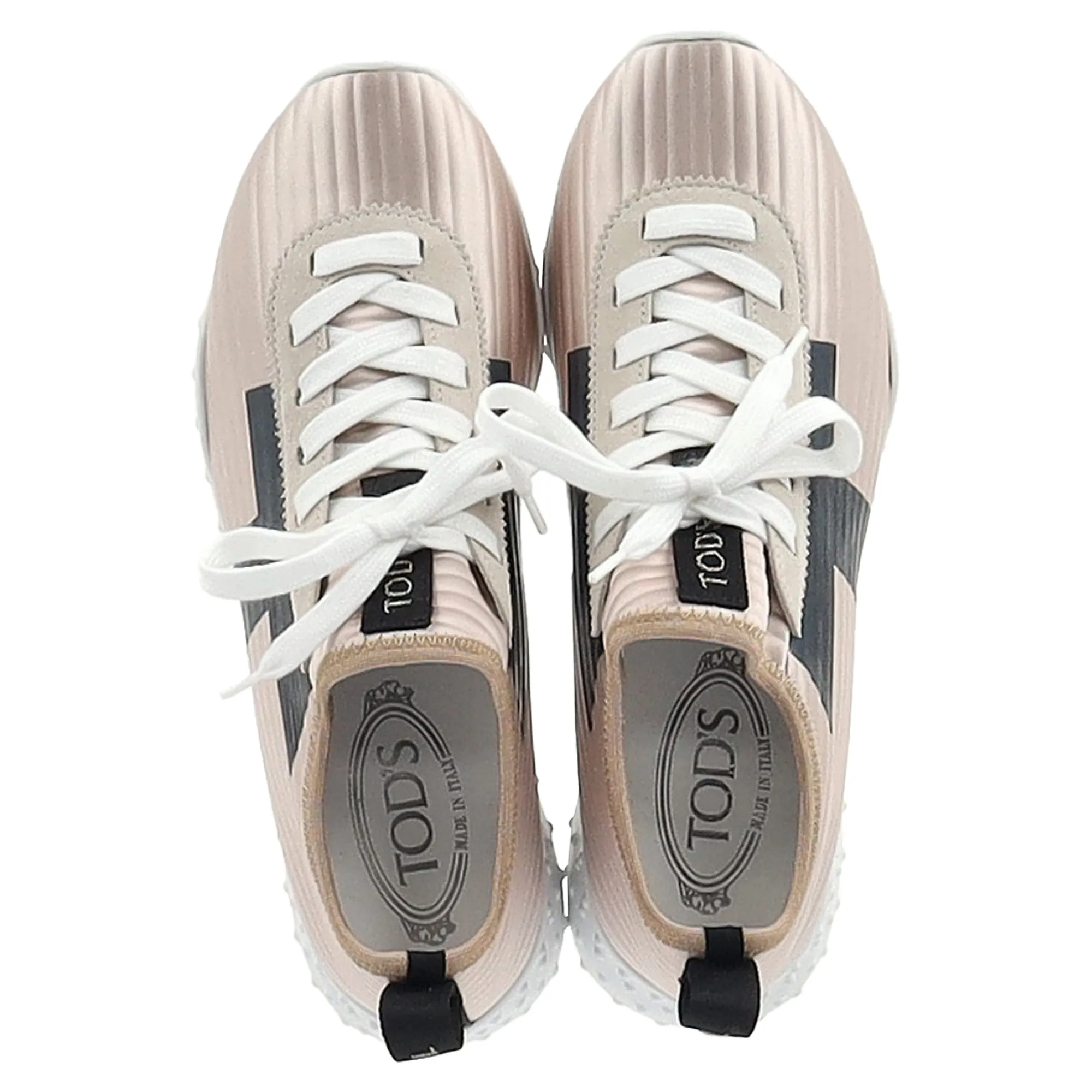 Tod's Quilted Lace-Up Sneakers in Blush Pink Leather