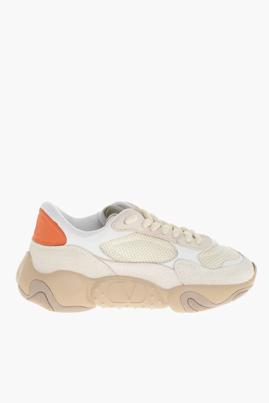 Valentino Fabric And Leather Sneakers With Injected Sole