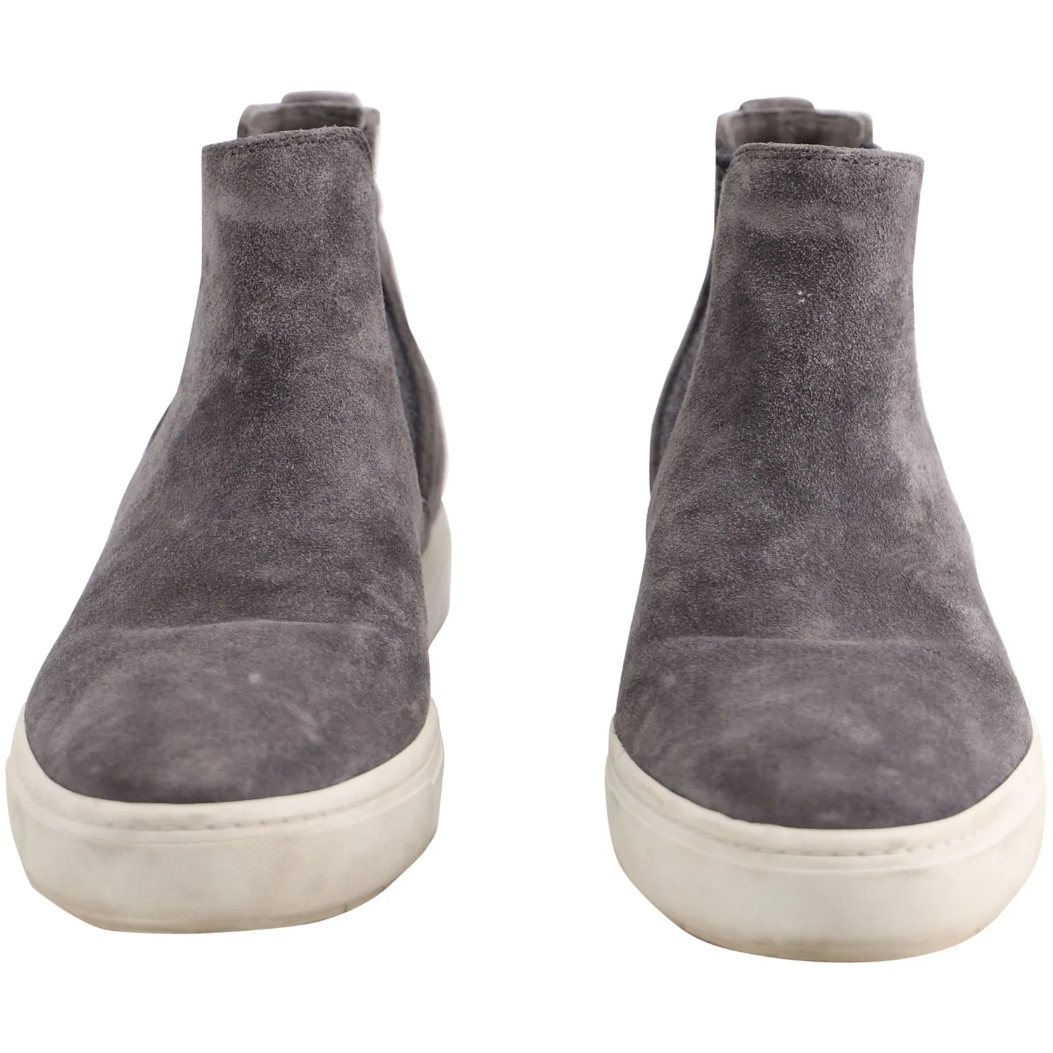 Vince Flat Ankle Sneakers in Grey Suede