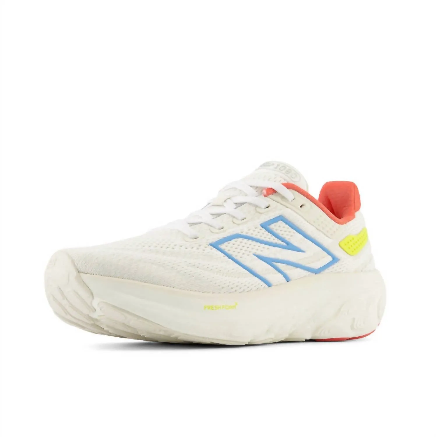 Women's 1080 V13 Running Sneakers In Sea Salt, Coastal Blue, Gulf Red, Lemon Zest