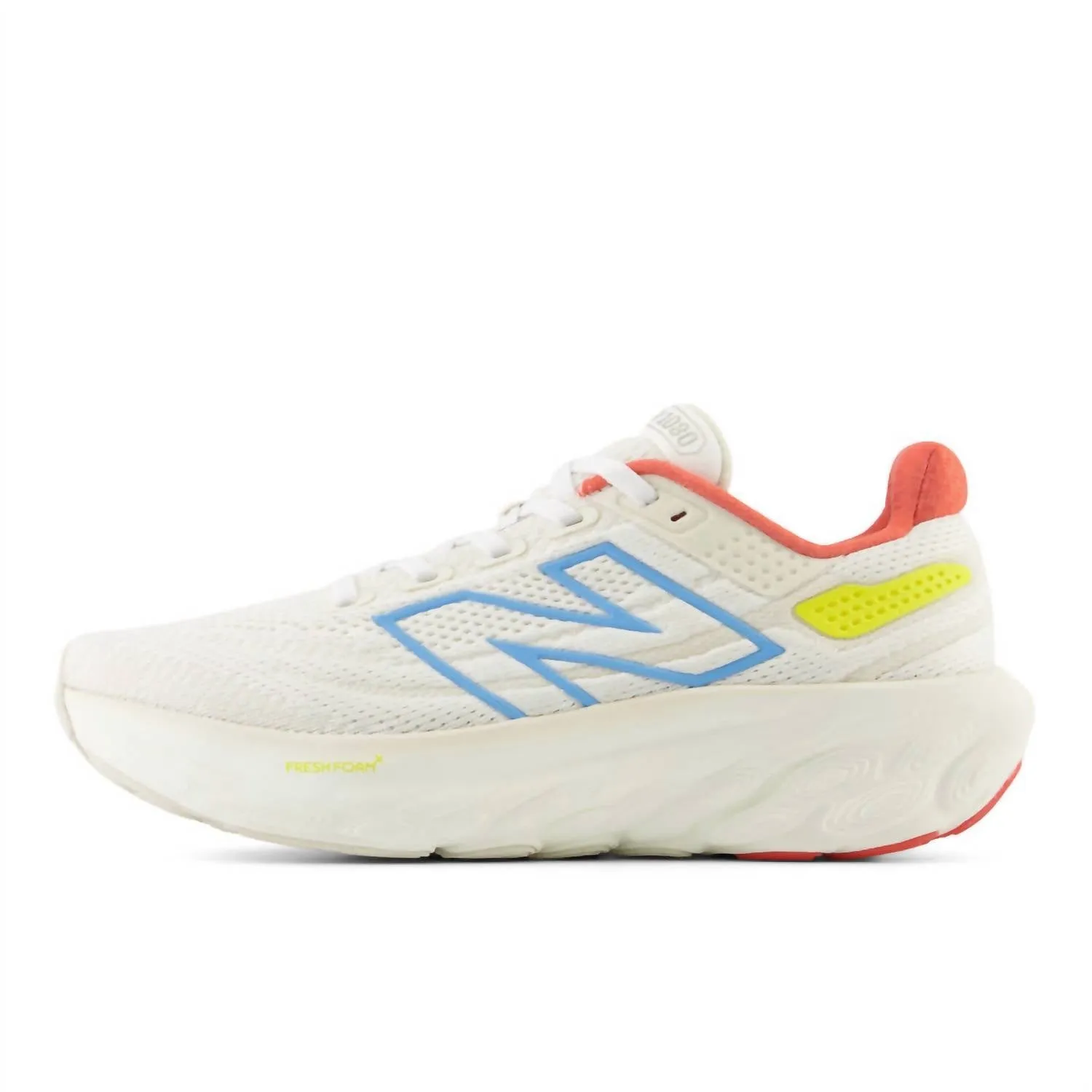 Women's 1080 V13 Running Sneakers In Sea Salt, Coastal Blue, Gulf Red, Lemon Zest