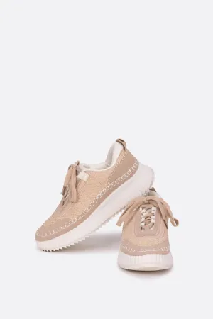 Women's Adventure Waffle Weave Fabric Sneaker In Beige