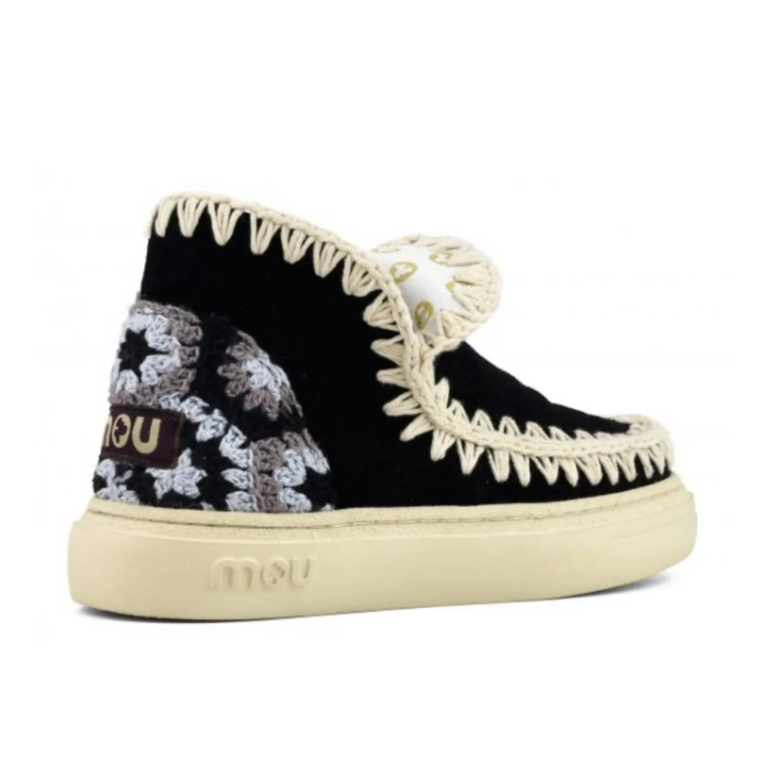 Women's Bold Eskimo Sneaker With Crochet Heel In Black Combo