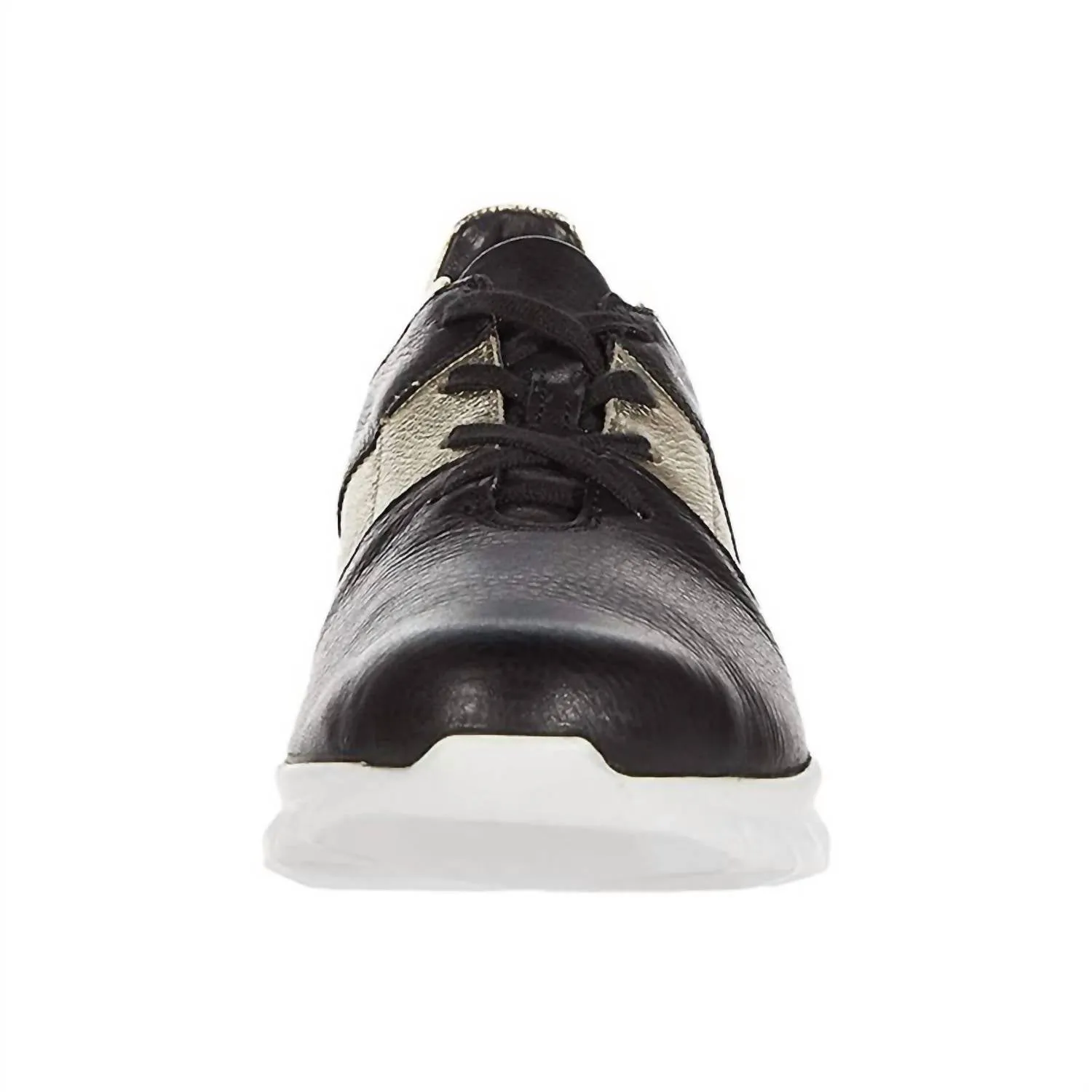 Women's Buzz Sneaker In Black Lthr/gold Lthr Combo