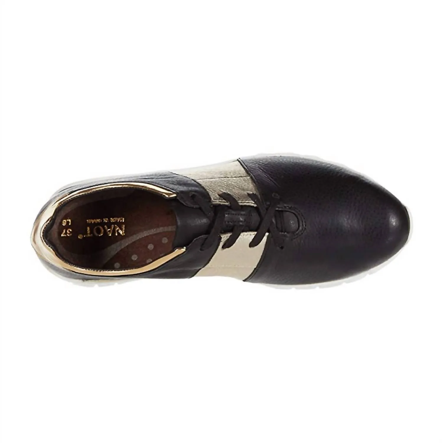 Women's Buzz Sneaker In Black Lthr/gold Lthr Combo