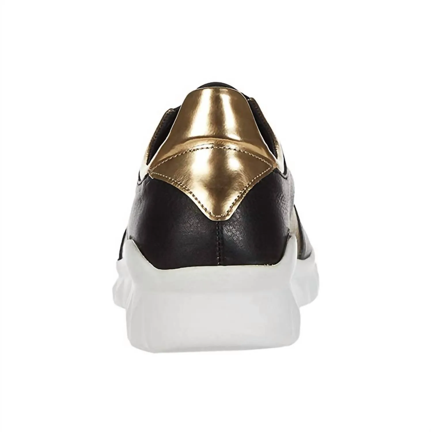 Women's Buzz Sneaker In Black Lthr/gold Lthr Combo