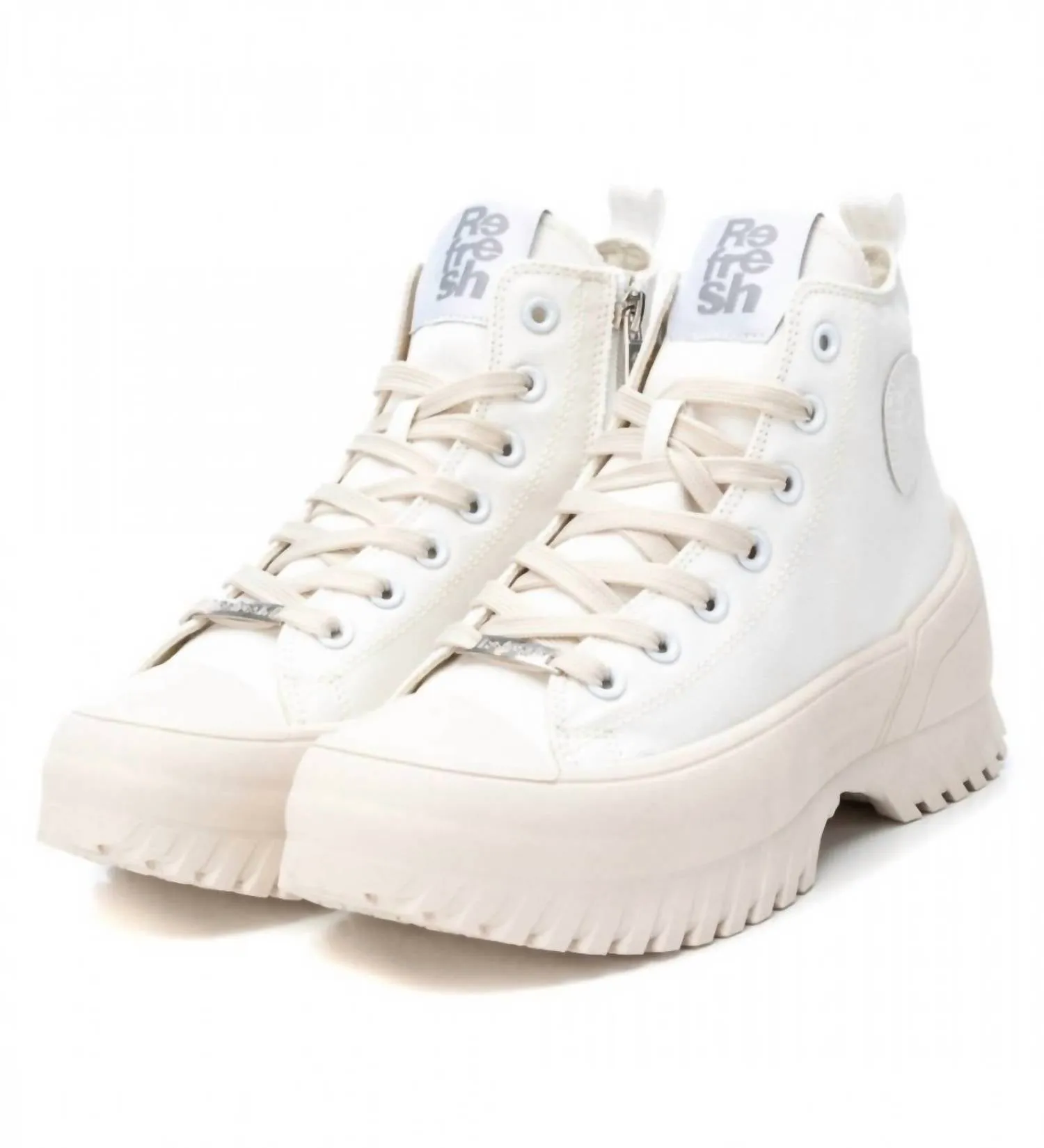 Women's Canvas Platform High-Top Sneakers In White