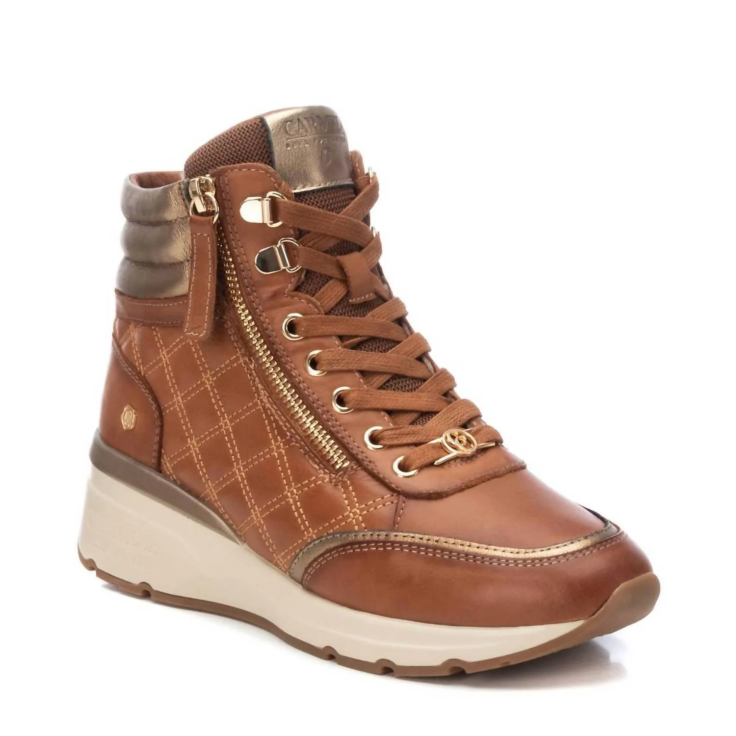 Women's Carmela Collection Leather Sneaker Booties In Camel