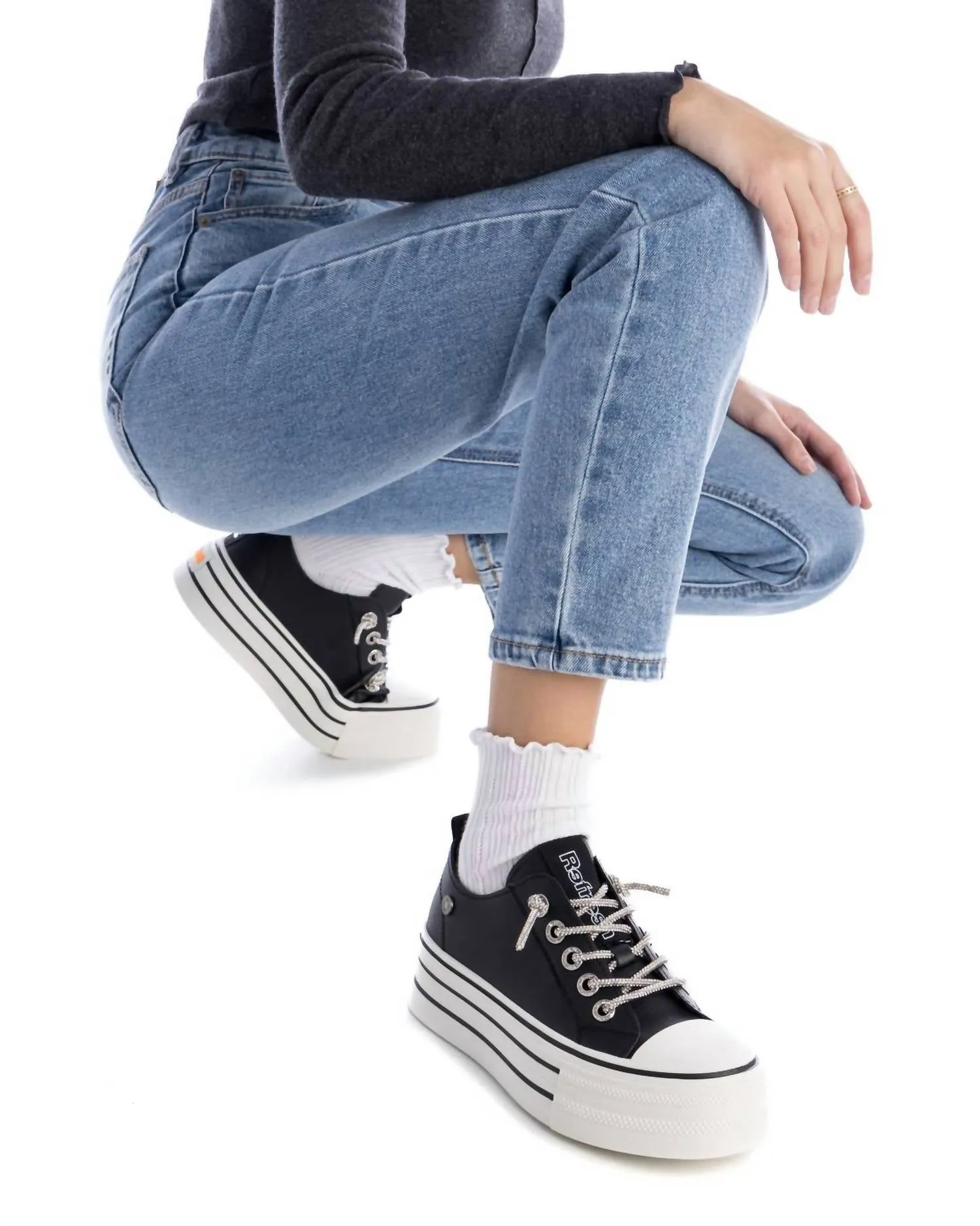 Women's Casual Platform Sneakers In Black
