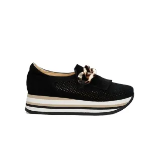 Women's Chloe Slip-On Wedge Sneaker In Velour Black