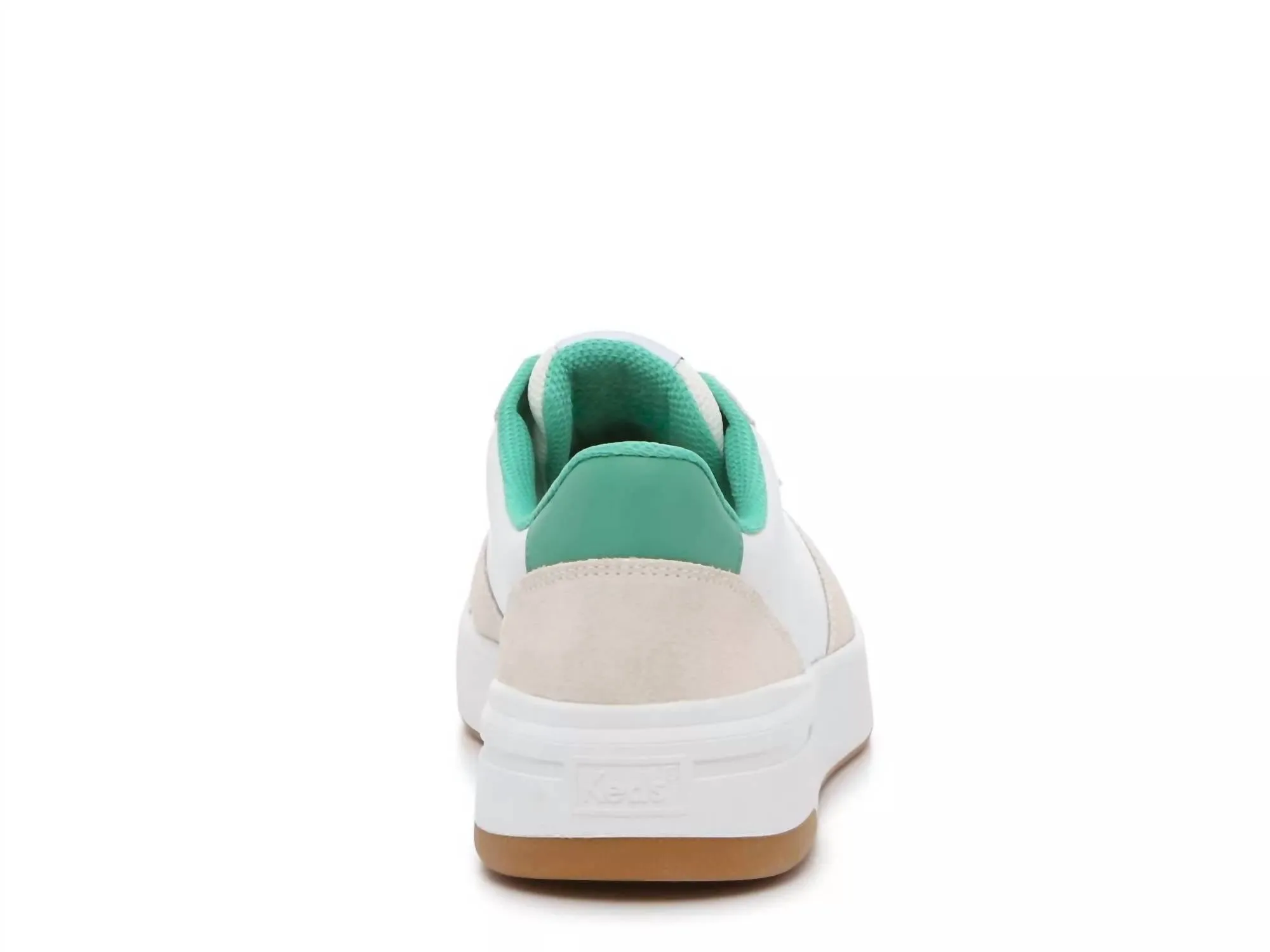 Women's Court Leather Suede Lace Up Sneaker In White/green